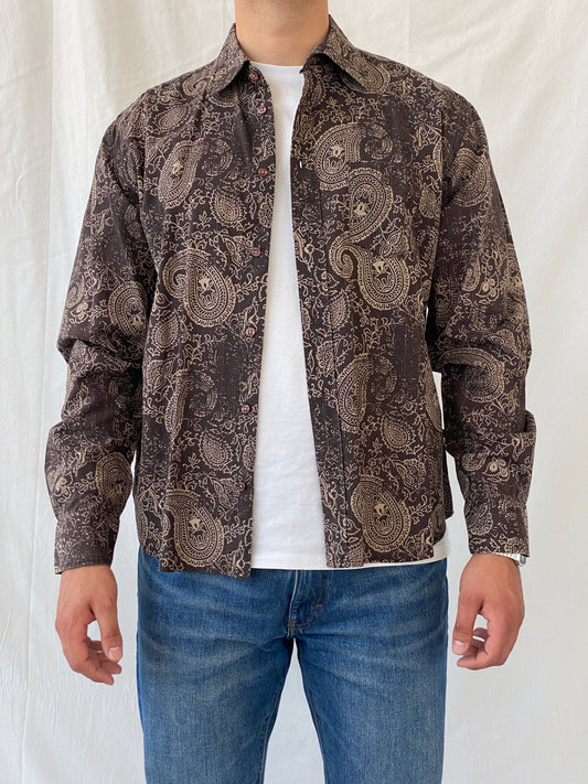 Tom Tailor Sportswear Brown Floral Paisley Print Men’s Long Sleeve Cotton Shirt - XL - Balagan Vintage Full Sleeve Shirt 90s, cotton, full sleeve shirt, mens shirt, NEW IN, printed shirt, Ramez, silk