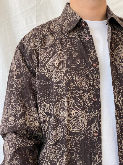 Tom Tailor Sportswear Brown Floral Paisley Print Men’s Long Sleeve Cotton Shirt - XL - Balagan Vintage Full Sleeve Shirt 90s, cotton, full sleeve shirt, mens shirt, NEW IN, printed shirt, Ramez, silk