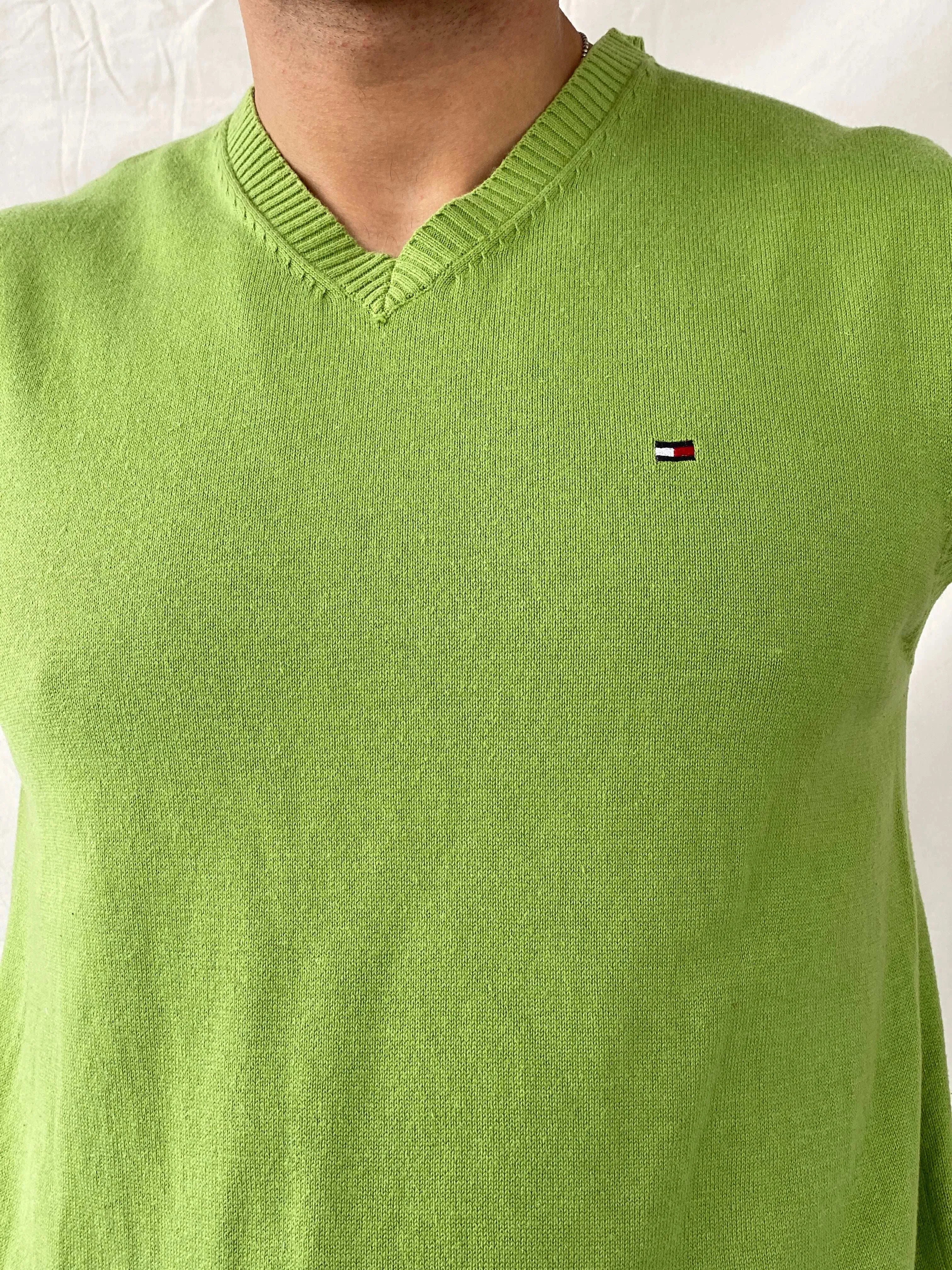 Tommy Hilfiger Green Cotton Men’s Vest - XL - Balagan Vintage Vest 00s, men top, mens vest, Ramez, Tommy hilfiger, Tommy jeans, vest