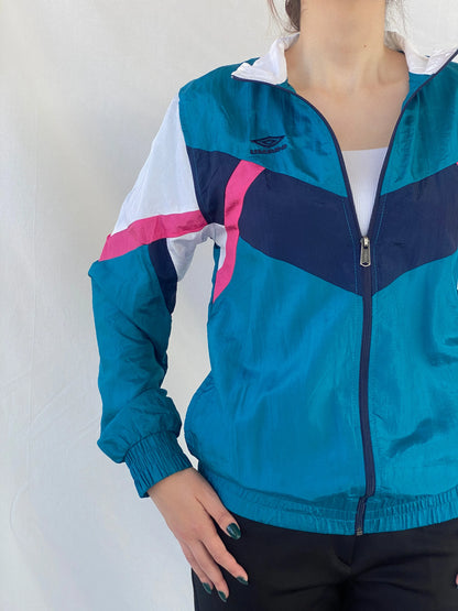 Umbro Premier Blue Color-block Women’s Windbreaker Track Jacket - S - Balagan Vintage Windbreaker Jacket 00s, Ayah, Coats&Jackets, consignment, Melika, vintage, vintage windbreaker, windbreaker, windbreaker jacket, women, Women's Windbreaker Jackets