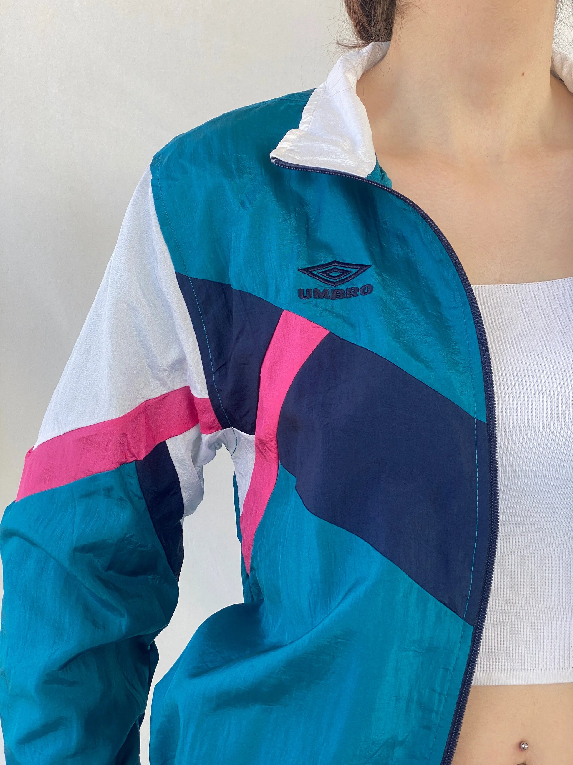 Umbro Premier Blue Color-block Women’s Windbreaker Track Jacket - S - Balagan Vintage Windbreaker Jacket 00s, Ayah, Coats&Jackets, consignment, Melika, vintage, vintage windbreaker, windbreaker, windbreaker jacket, women, Women's Windbreaker Jackets