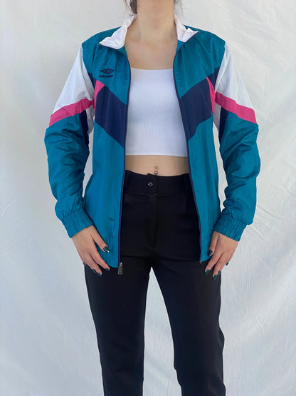 Umbro Premier Blue Color-block Women’s Windbreaker Track Jacket - S - Balagan Vintage Windbreaker Jacket 00s, Ayah, Coats&Jackets, consignment, Melika, vintage, vintage windbreaker, windbreaker, windbreaker jacket, women, Women's Windbreaker Jackets