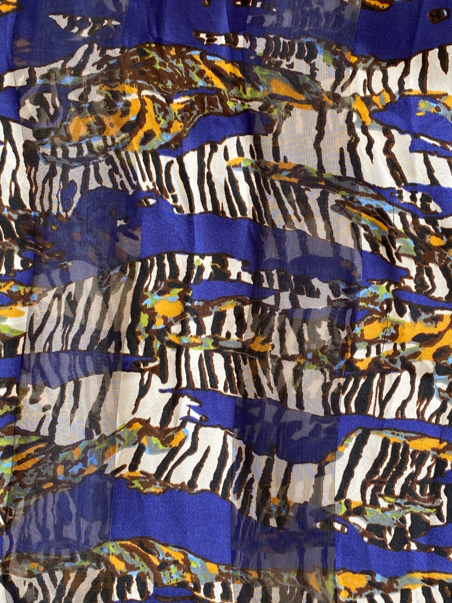 Unique Rectangular Blue Animal Print - Like Stripes Scarf - Balagan Vintage Scarf 00s, multicolored, NEW IN, scarf, summer