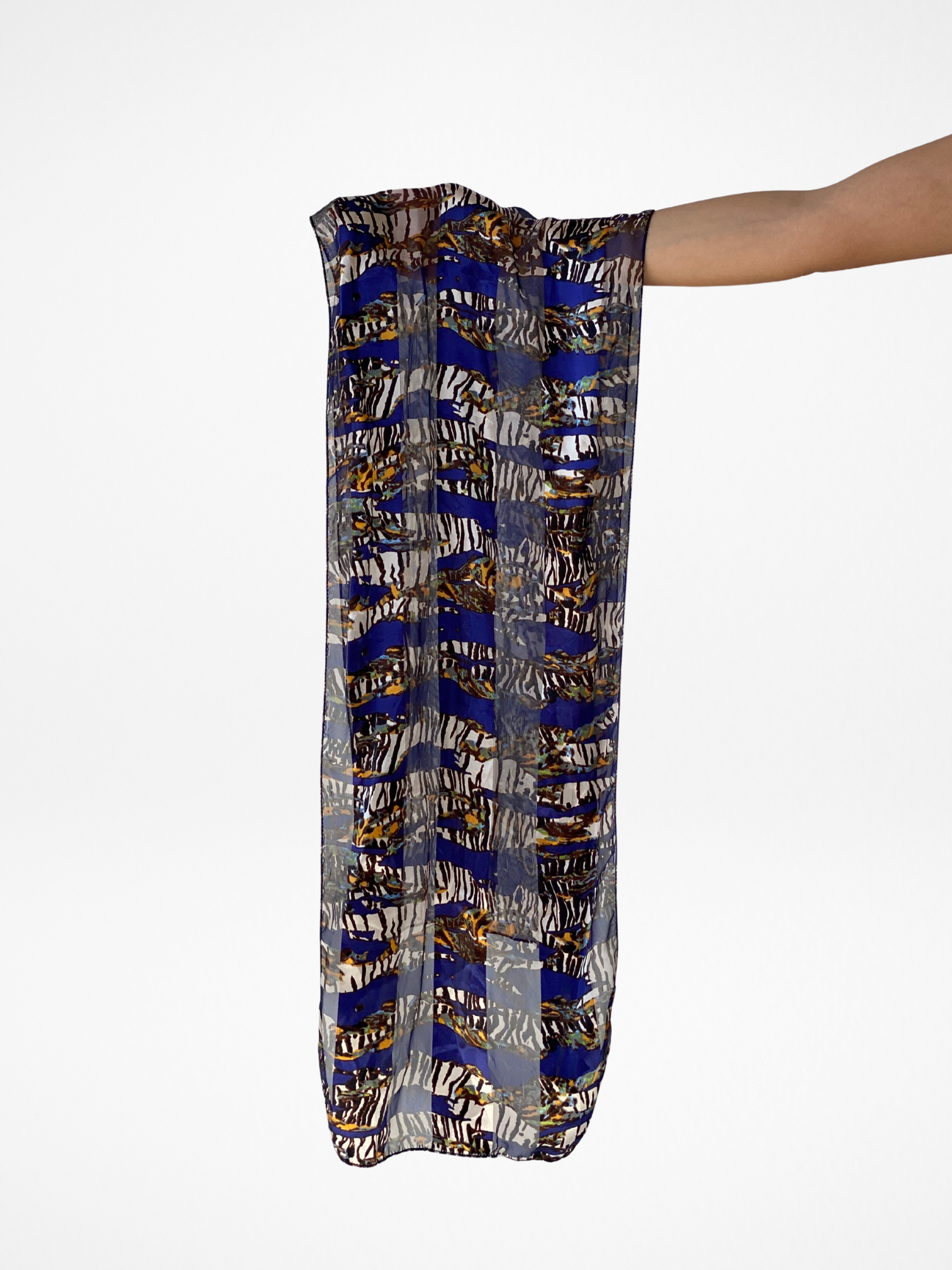 Unique Rectangular Blue Animal Print - Like Stripes Scarf - Balagan Vintage Scarf 00s, multicolored, NEW IN, scarf, summer