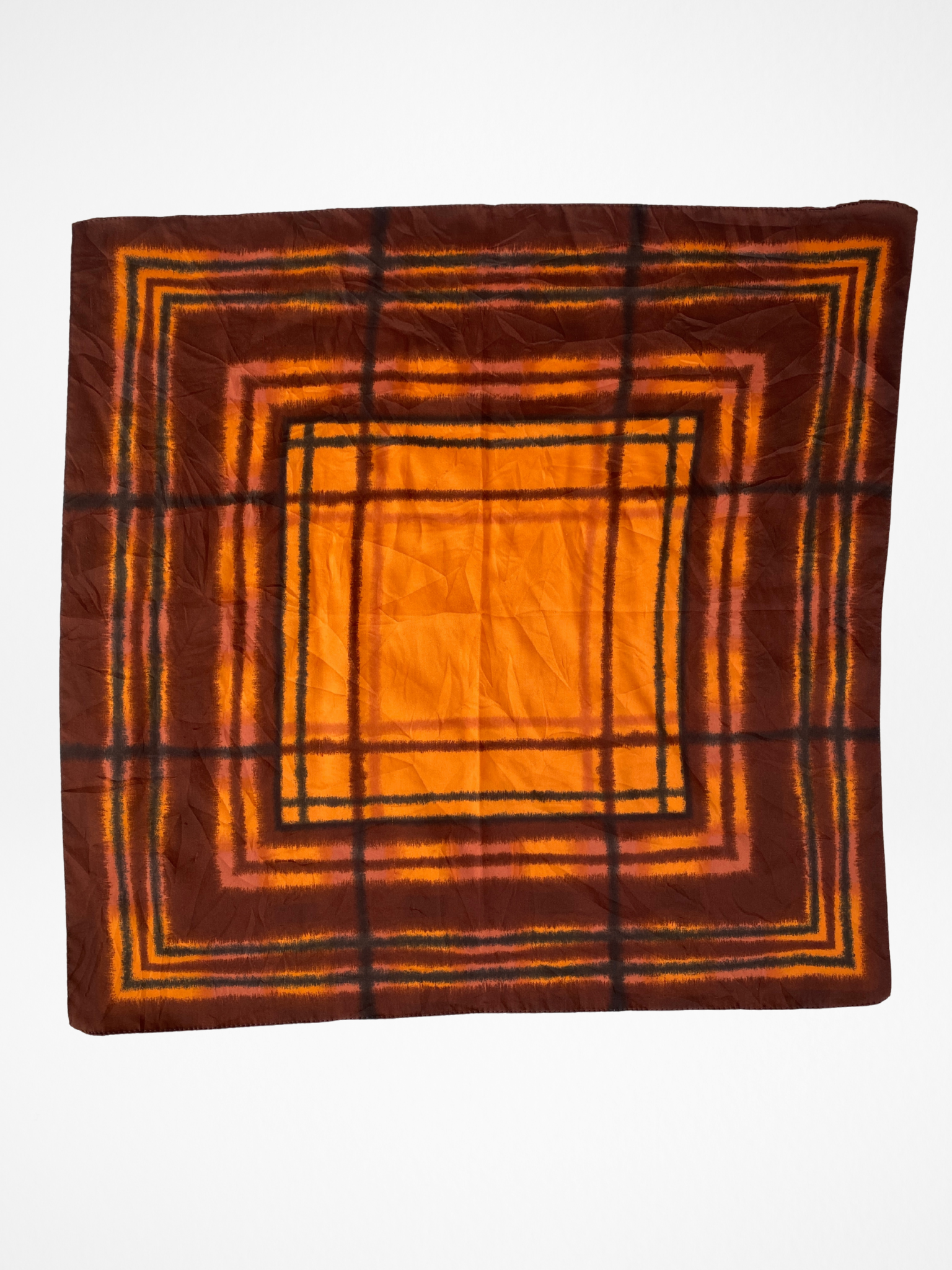 Unique Square Plaid Checkered Scarf Featuring Shades Of Brown & Orange - Balagan Vintage Scarf 00s, multicolored, scarf, summer