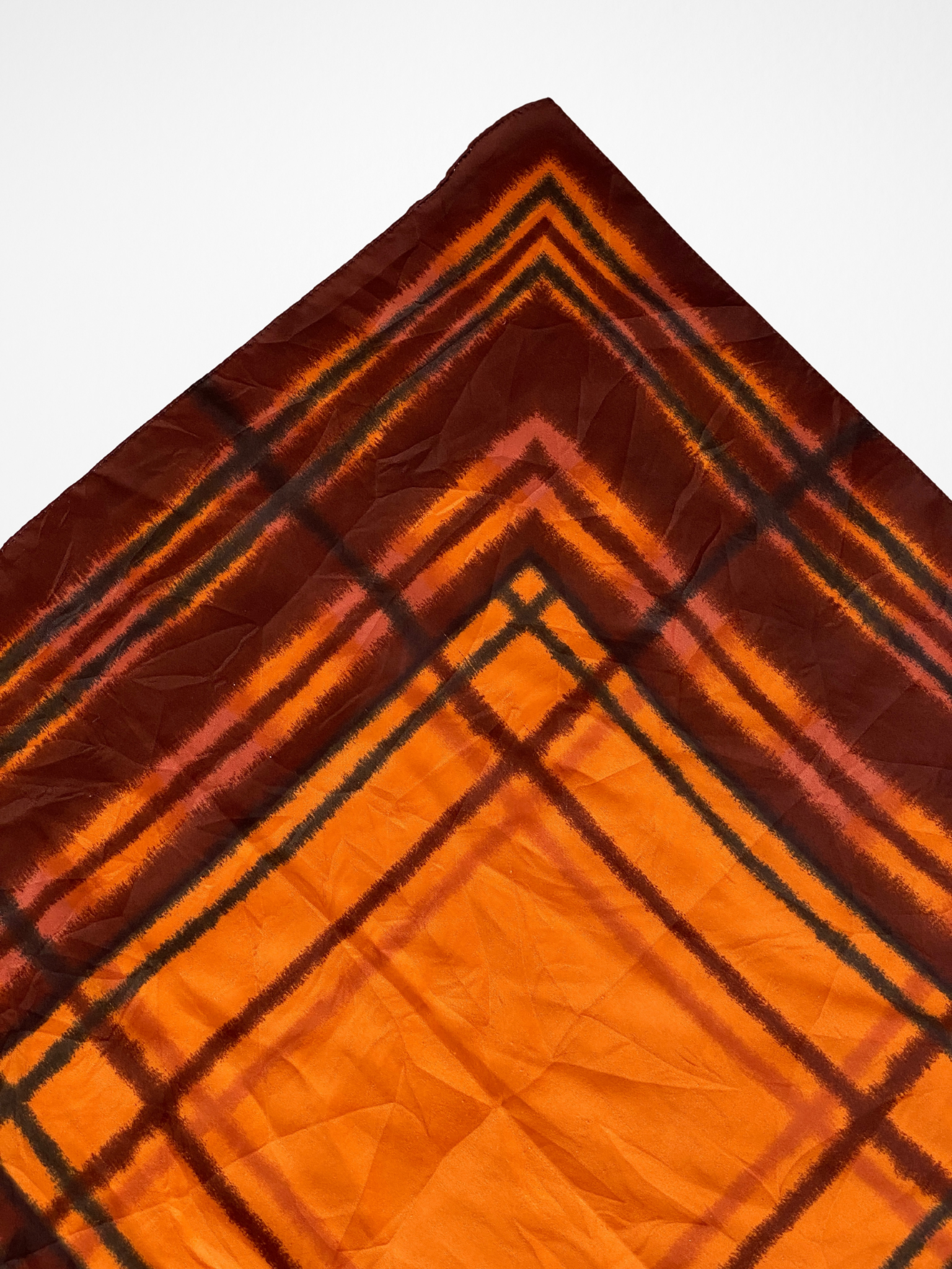 Unique Square Plaid Checkered Scarf Featuring Shades Of Brown & Orange - Balagan Vintage Scarf 00s, multicolored, scarf, summer