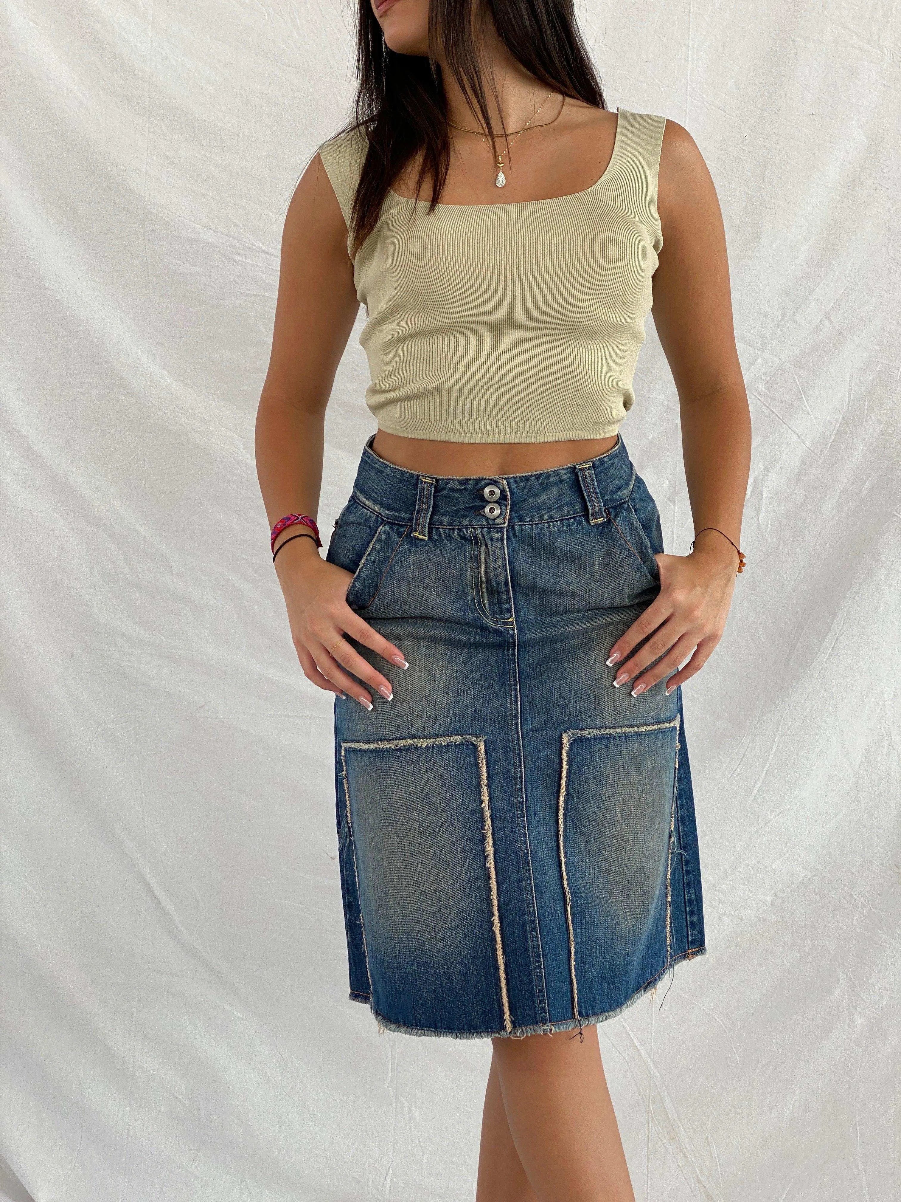 United Colors Of Benetton Midi Denim Skirt - Balagan Vintage Midi Skirt 00s, denim, denim skirt, midi skirt, Rama