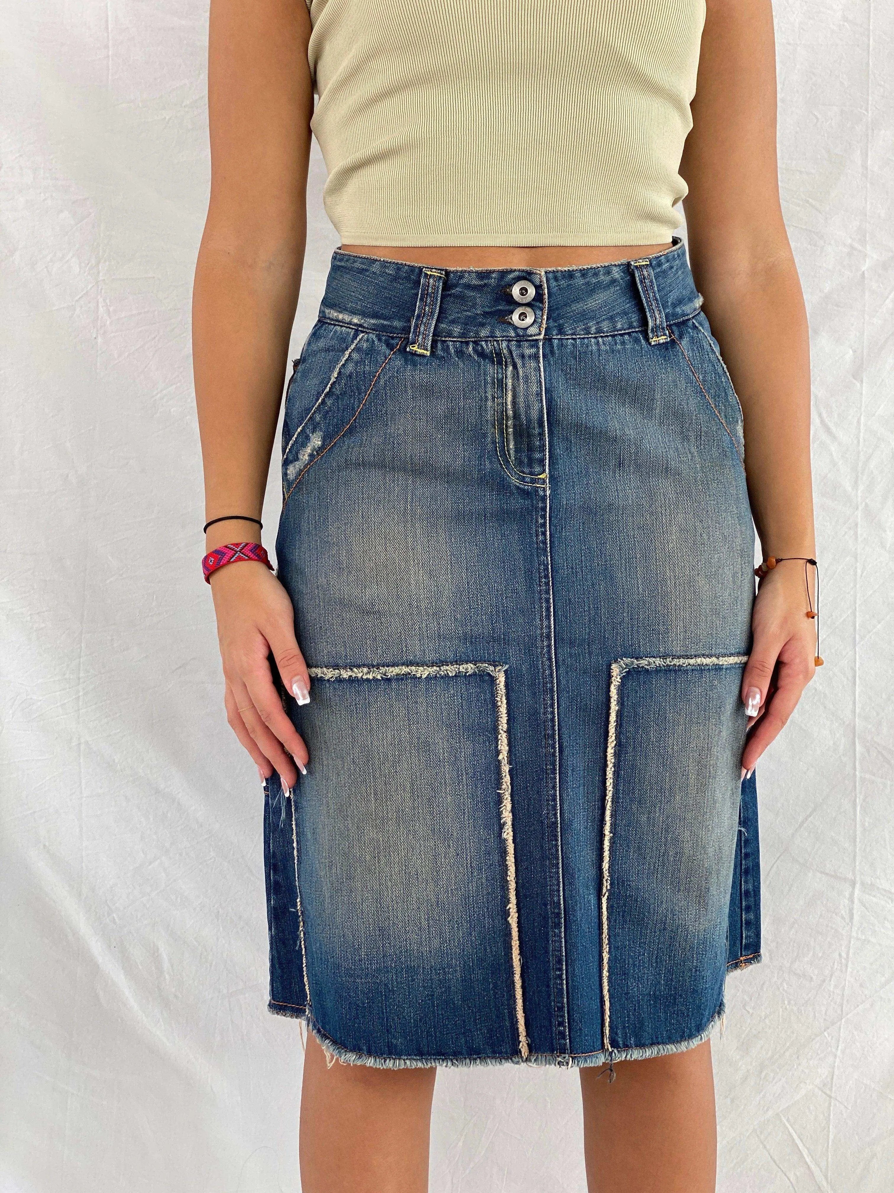 United Colors Of Benetton Midi Denim Skirt - Balagan Vintage Midi Skirt 00s, denim, denim skirt, midi skirt, Rama