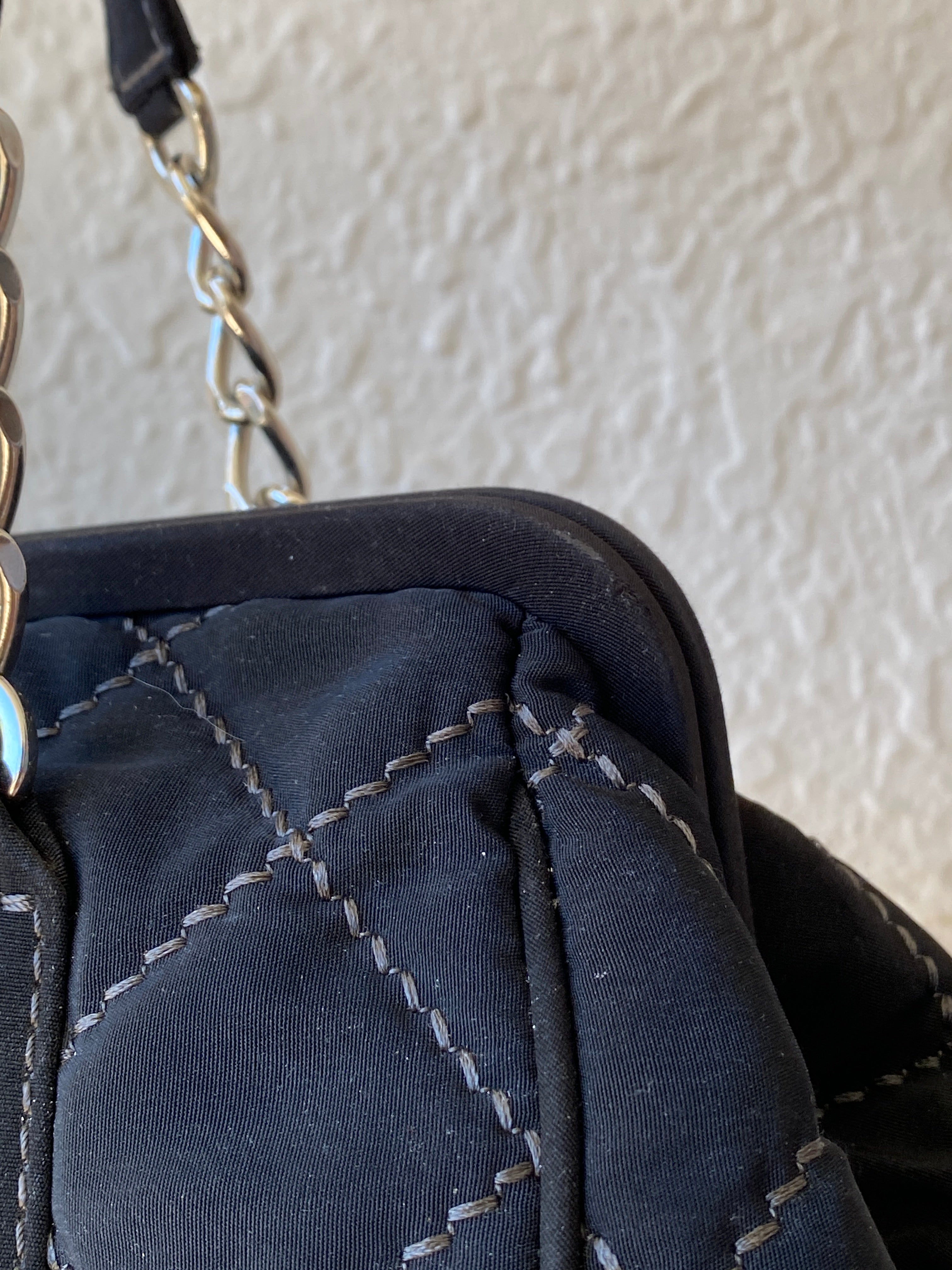 Vera Bradley Black Quilted Purse Microfiber Handbag Silver Chain Handle Frame Ball Lock - Balagan Vintage Shoulder Bag bag, handbag, NEW IN, shoulder bag, Y2K