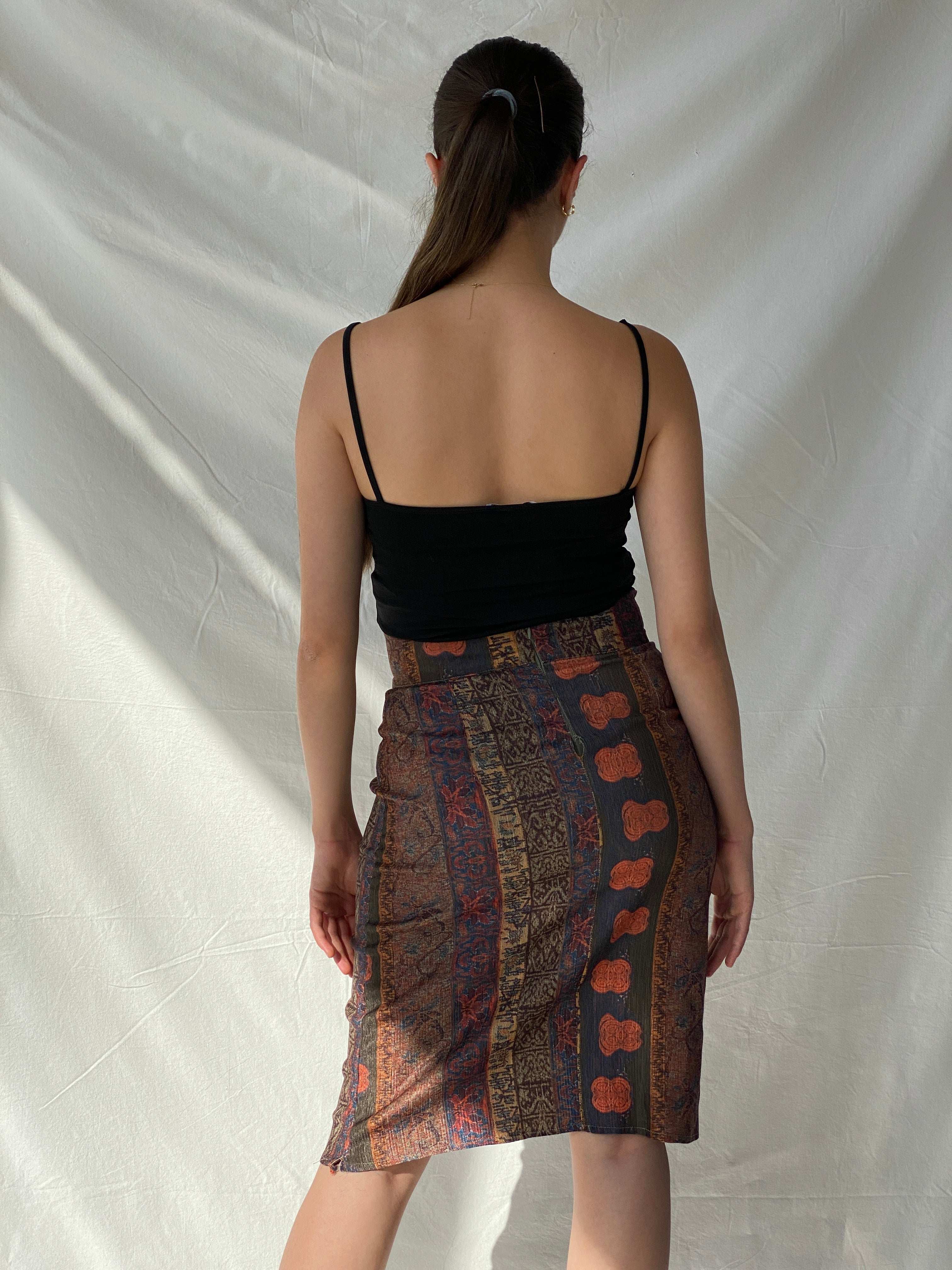 Vintage 00s Bohemian Midi Pencil Skirt - S - Balagan Vintage Midi Skirt 00s, consignment, midi skirt, Mira, Tojan, women skirt