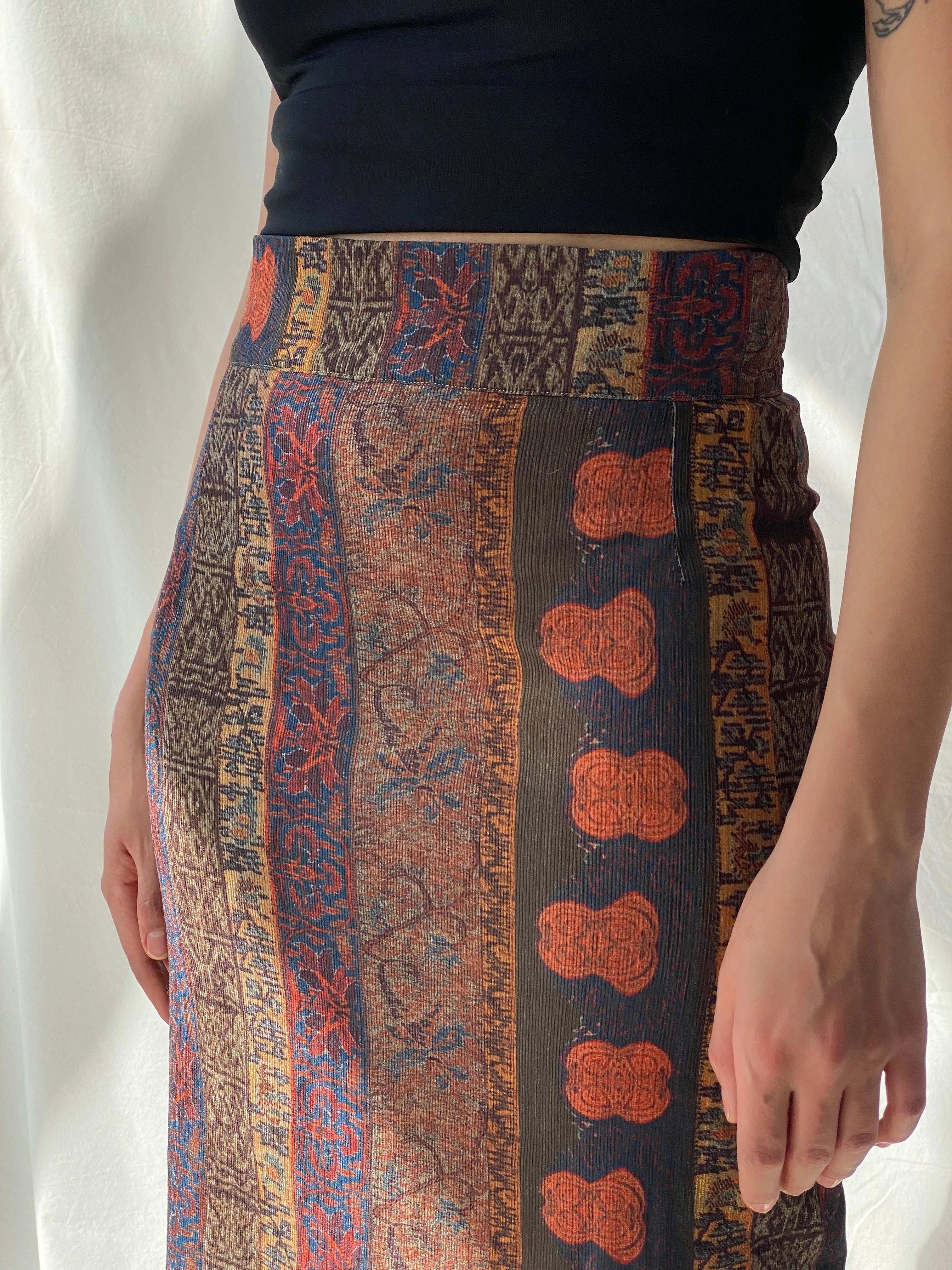 Vintage 00s Bohemian Midi Pencil Skirt - S - Balagan Vintage Midi Skirt 00s, consignment, midi skirt, Mira, Tojan, women skirt