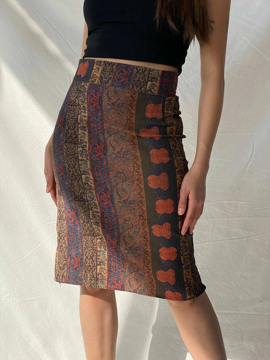 Vintage 00s Bohemian Midi Pencil Skirt - S - Balagan Vintage Midi Skirt 00s, consignment, Deals, midi skirt, Mira, Tojan, women skirt