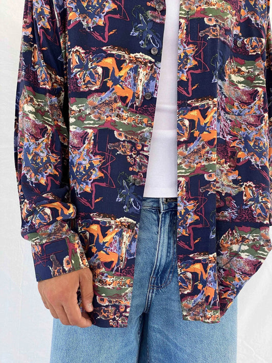 Vintage 00s Canda Printed Shirt - Balagan Vintage Full Sleeve Shirt 00s, 90s, Abdullah, full sleeve shirt, men