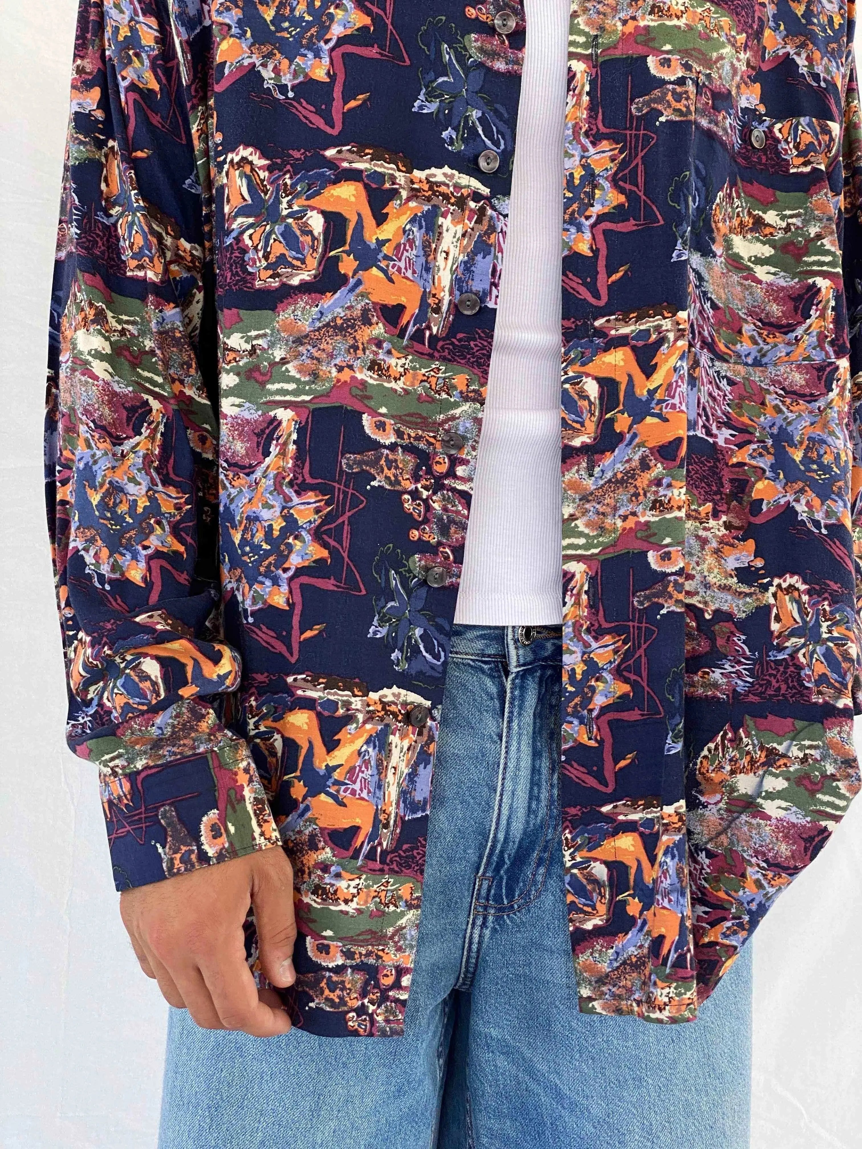 Vintage 00s Canda Printed Shirt - Balagan Vintage Full Sleeve Shirt 00s, 90s, Abdullah, full sleeve shirt, men