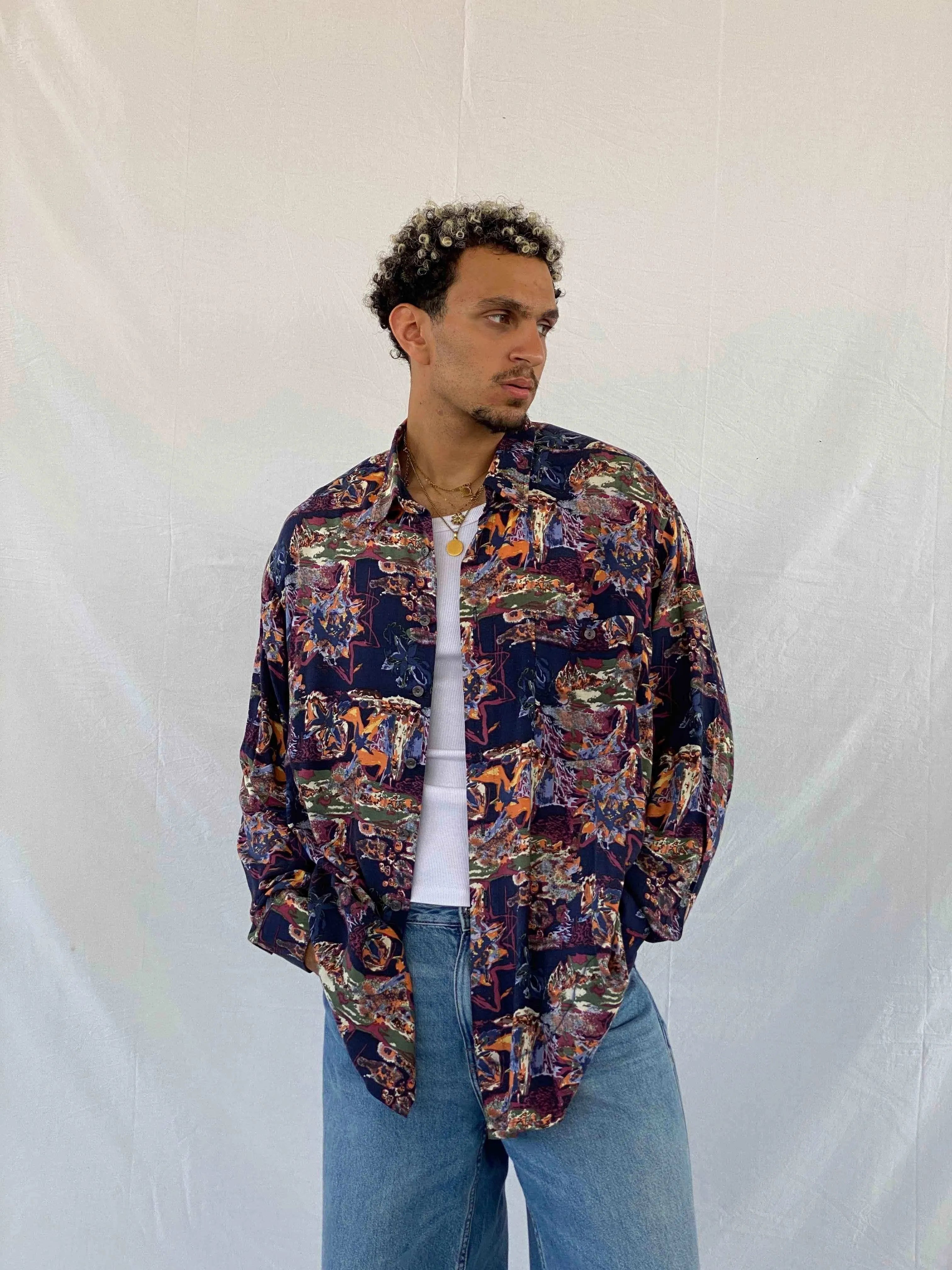 Vintage 00s Canda Printed Shirt - Balagan Vintage Full Sleeve Shirt 00s, 90s, Abdullah, full sleeve shirt, men