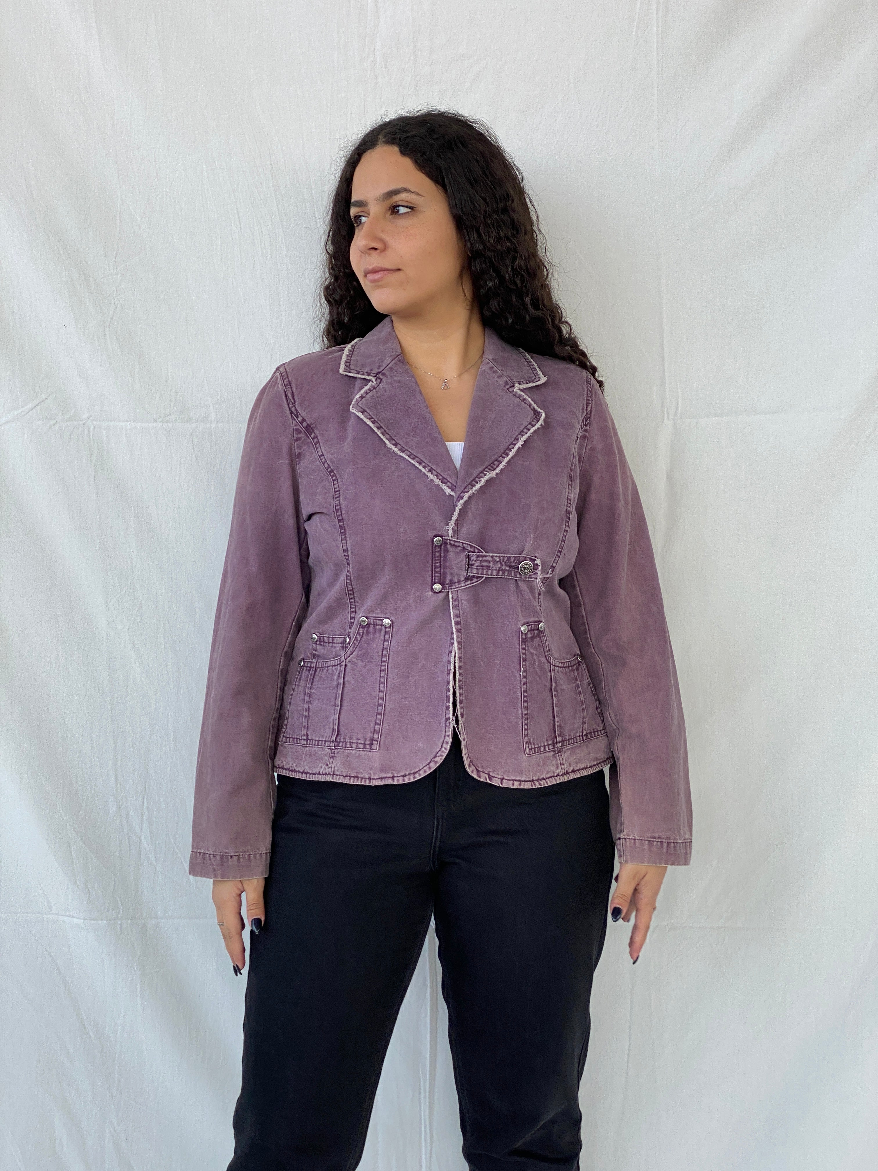 Vintage 00s Faithfull Purple Blazer Denim Like Effect - L - Balagan Vintage Blazer 00s, blazer, Dina