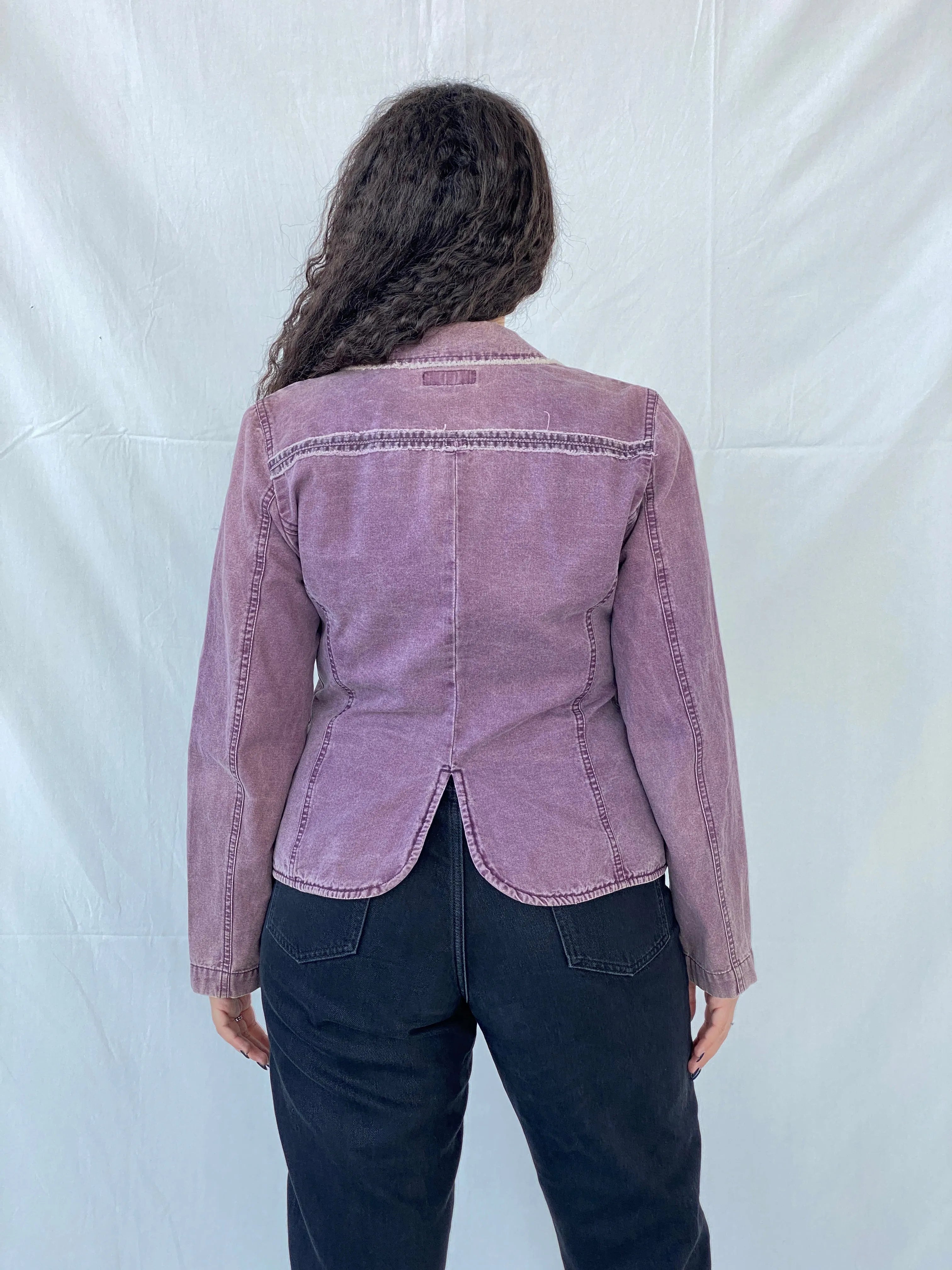 Vintage 00s Faithfull Purple Blazer Denim Like Effect - L - Balagan Vintage Blazer 00s, blazer, Coats&Jackets, Dina, Women's Blazers