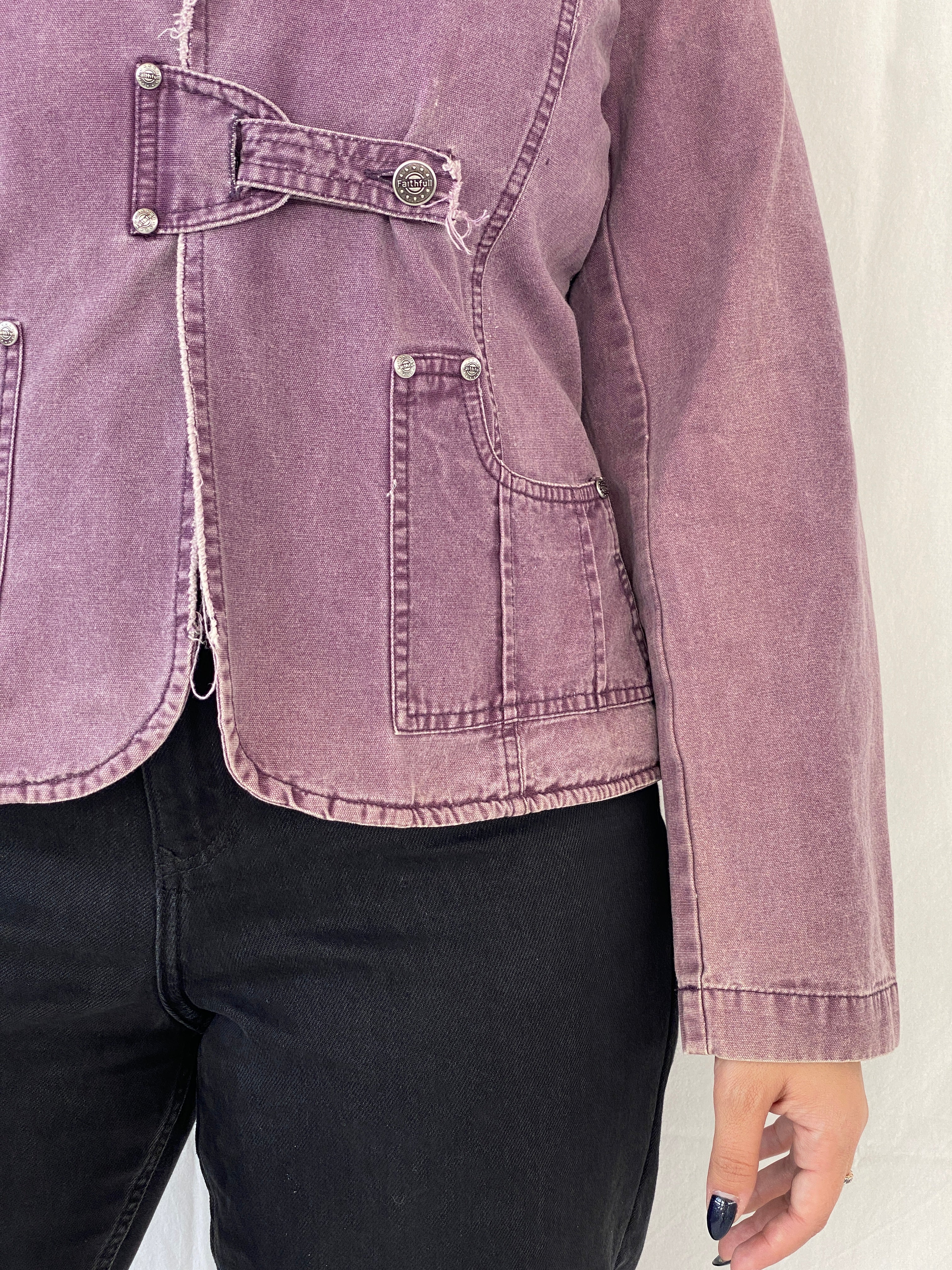 Vintage 00s Faithfull Purple Blazer Denim Like Effect - L - Balagan Vintage Blazer 00s, blazer, Dina