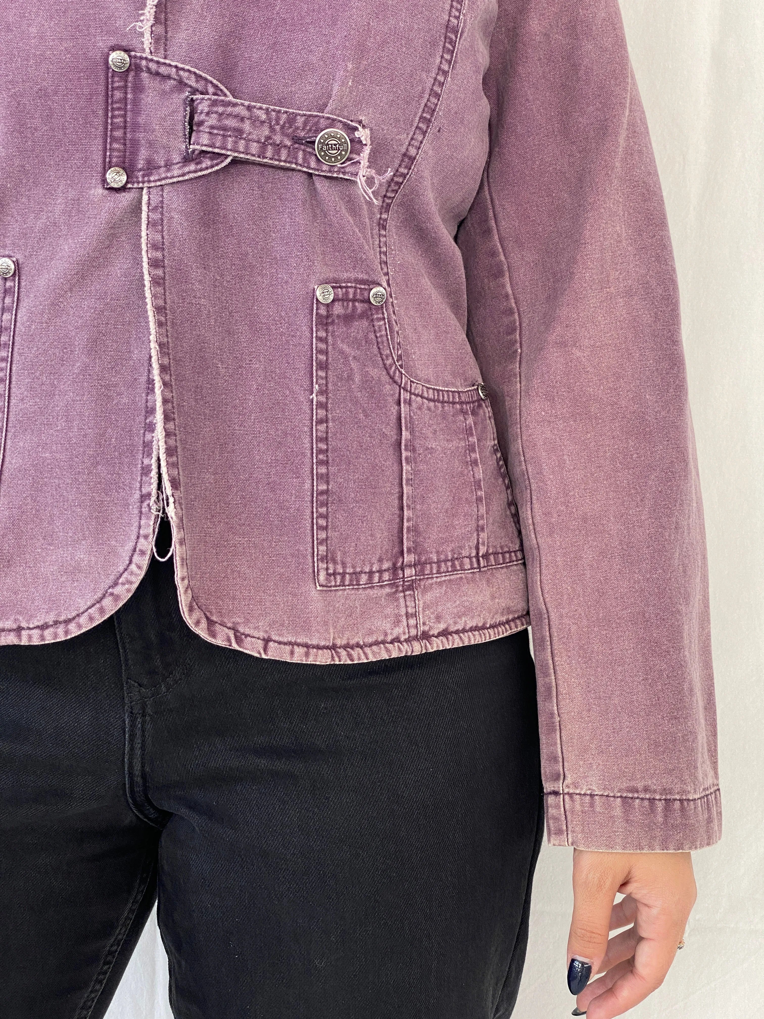 Vintage 00s Faithfull Purple Blazer Denim Like Effect - L - Balagan Vintage Blazer 00s, blazer, Coats&Jackets, Dina, Women's Blazers
