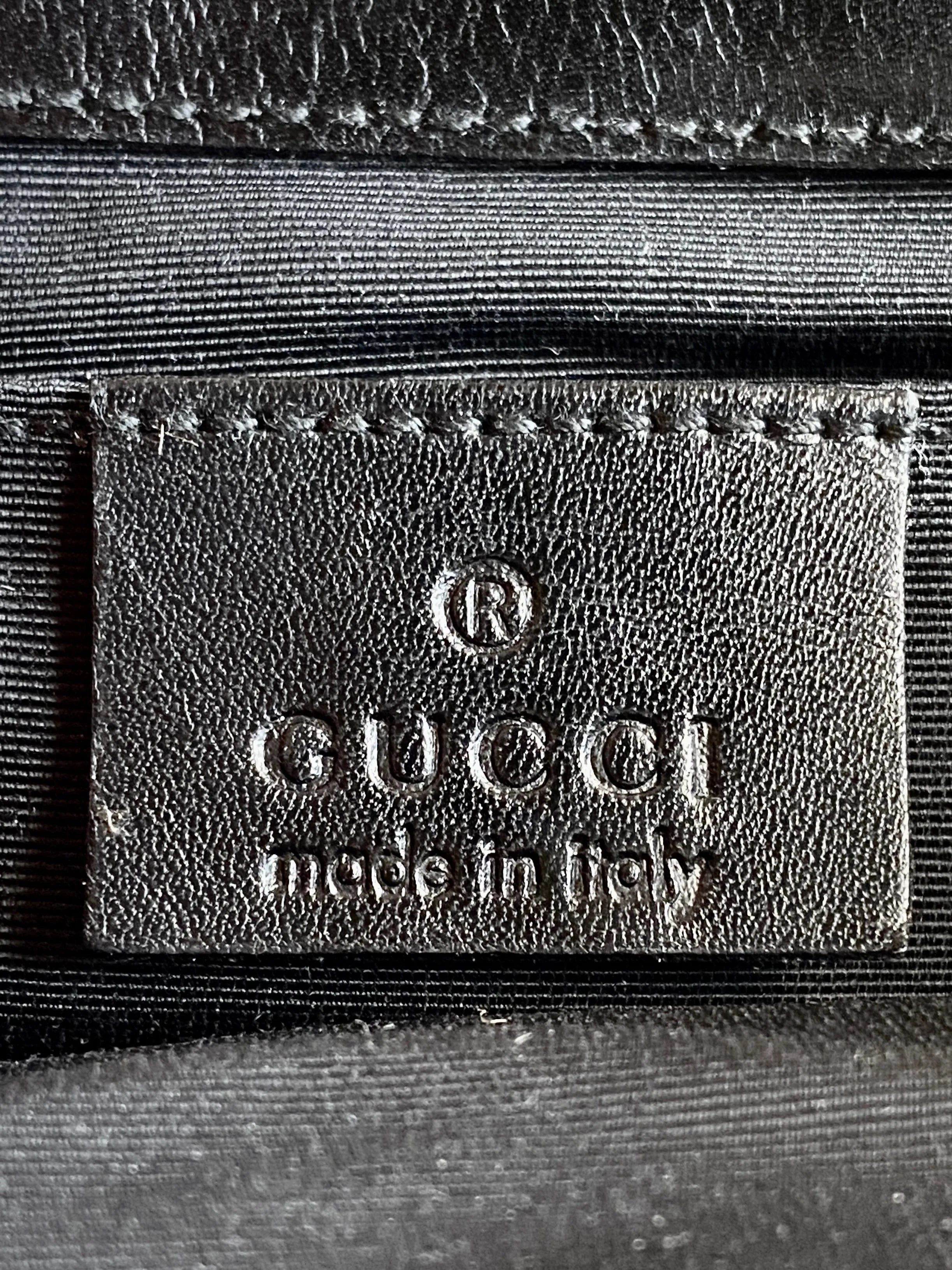 Vintage 00s Gucci Jackie Bardot Black Leather Monogram GG Canvas Mini Handbag - Balagan Vintage Handbags 90s, bag, brown leather, genuine leather, Gucci, rare find, rare vintage