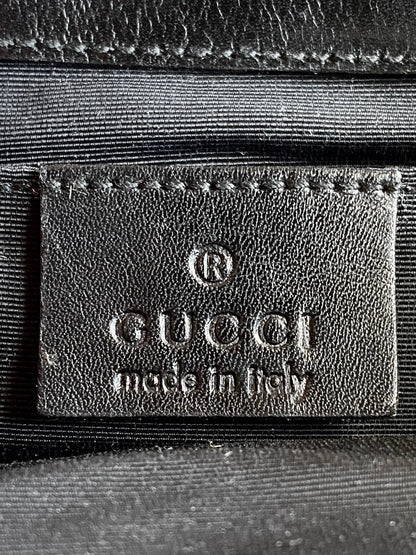 Vintage 00s Gucci Jackie Bardot Black Leather Monogram GG Canvas Mini Handbag - Balagan Vintage Handbags 90s, bag, brown leather, genuine leather, Gucci, rare find, rare vintage