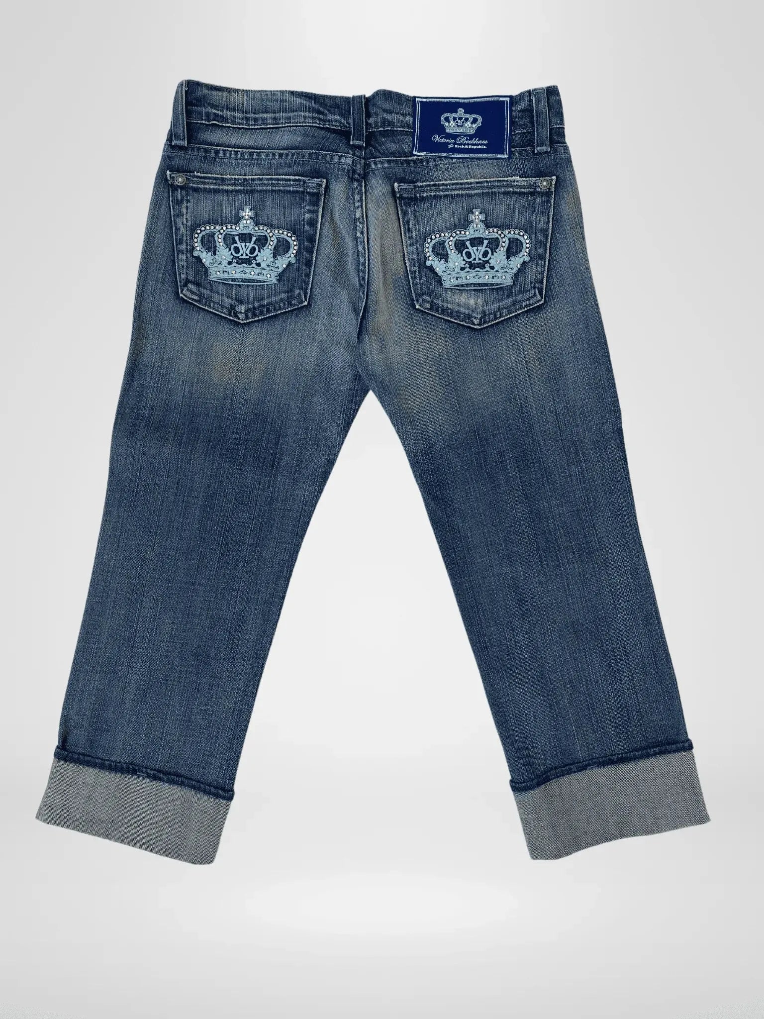 Vintage 00s Victoria Beckham For Rock & Republic Capri Pants - Balagan Vintage Capris 00s, Capris, denim, jeans, shorts