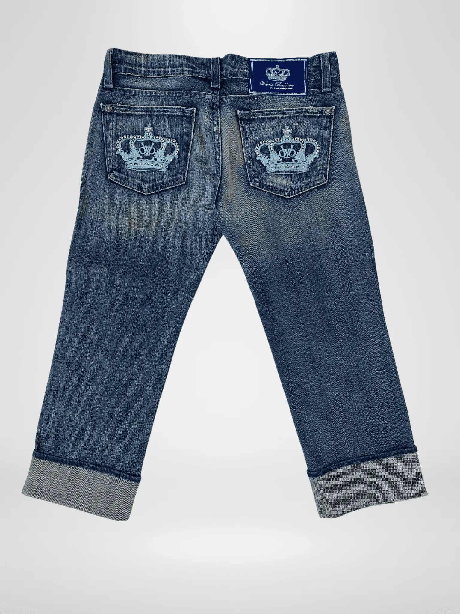 Vintage 00s Victoria Beckham For Rock & Republic Capri Pants - Balagan Vintage Capris 00s, Capris, denim, jeans, shorts