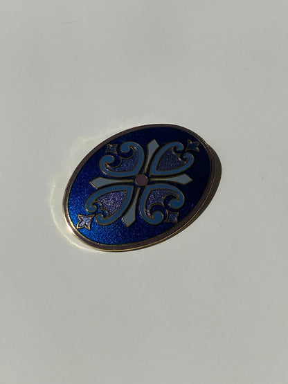 Vintage 1980s Isle Of Sky Signed Blue Art Deco Style Gold Brooch - Balagan Vintage Brooch 80s, 90s, Brooch