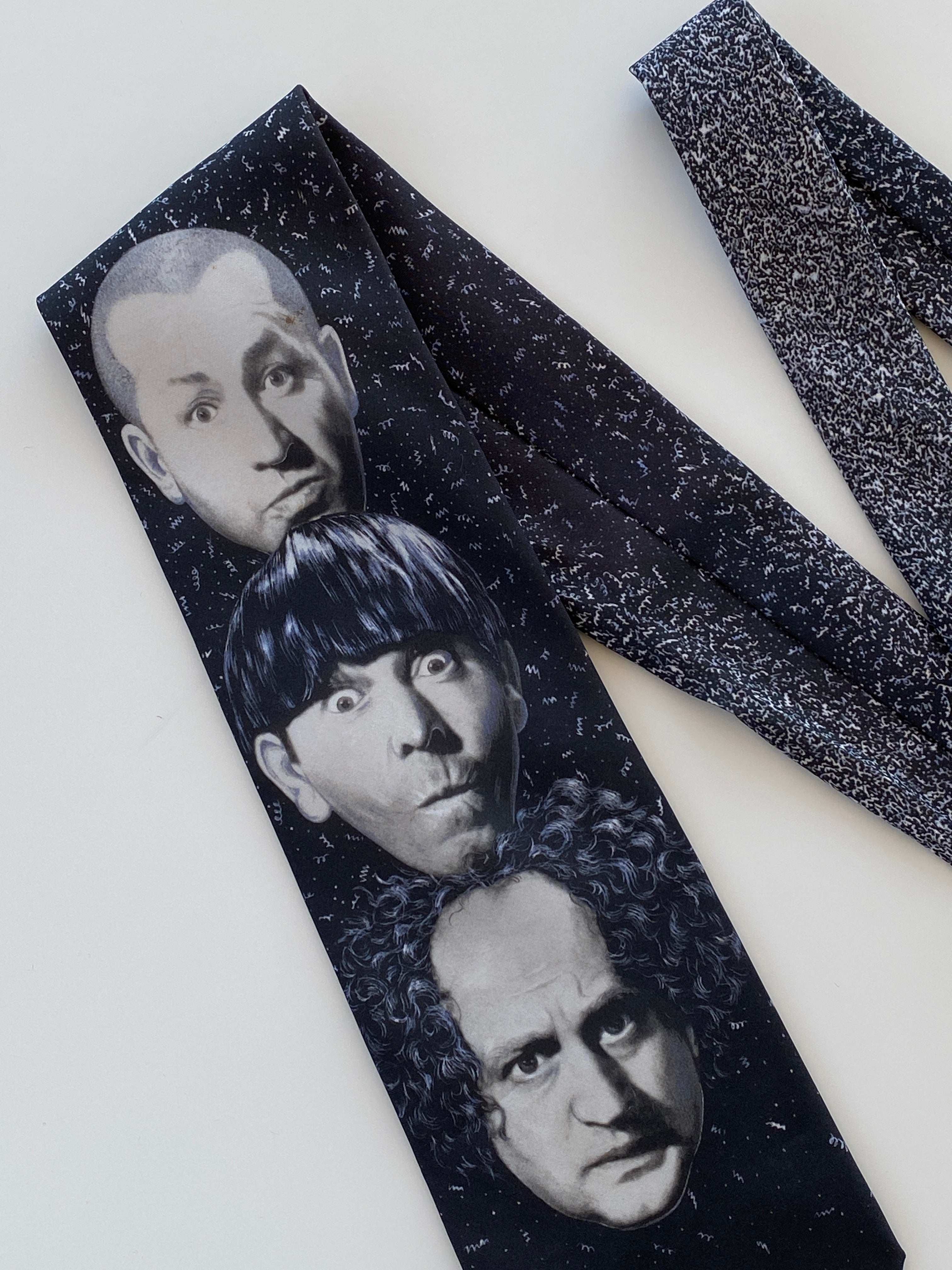 Vintage 1994 Ralph Marlin The Three Stooges Novely Neck Tie. Style ‘Larry, Moe & Curly’ - Balagan Vintage Ties 90s, print, printed tie, tie, ties, vintage, vintage tie