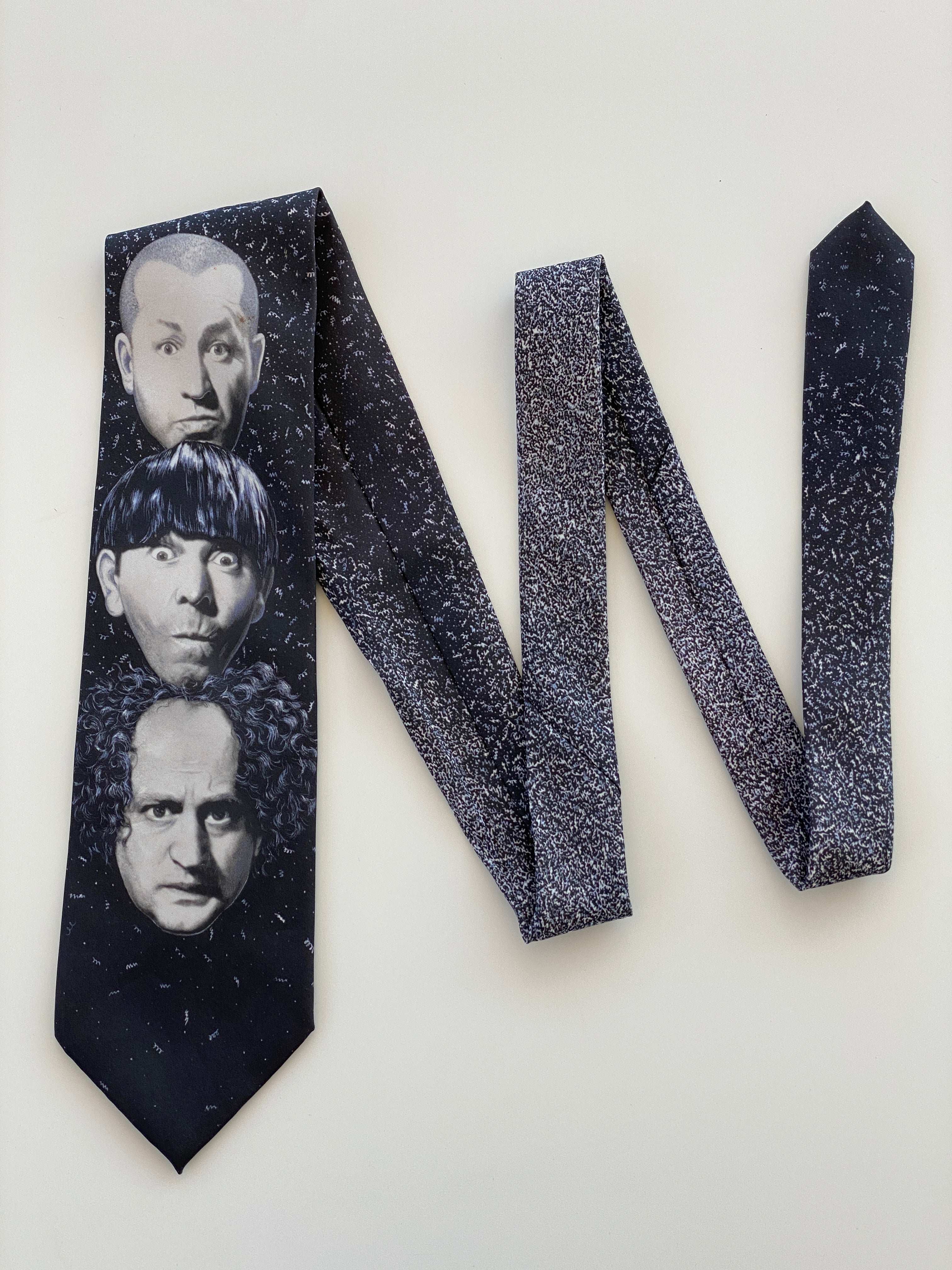 Vintage 1994 Ralph Marlin The Three Stooges Novely Neck Tie. Style ‘Larry, Moe & Curly’ - Balagan Vintage Ties 90s, print, printed tie, tie, ties, vintage, vintage tie