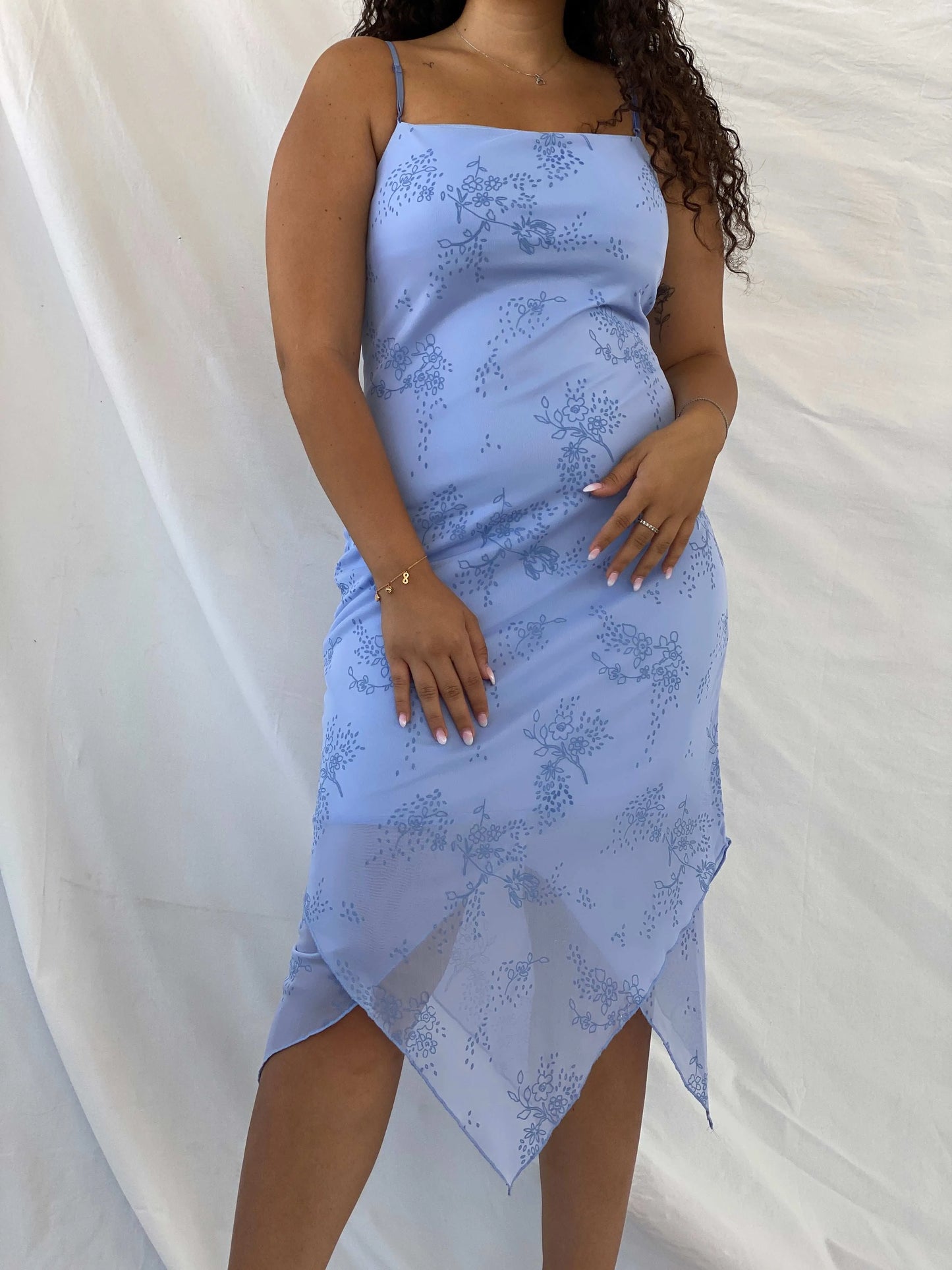 Vintage 2000s City Triangles Blue Sparkly Midi Dress With A Fairy Hem - L - Balagan Vintage Midi Dress 00s, 90s, 90s dress, Deals, Dina, midi dress, Wedding Guest