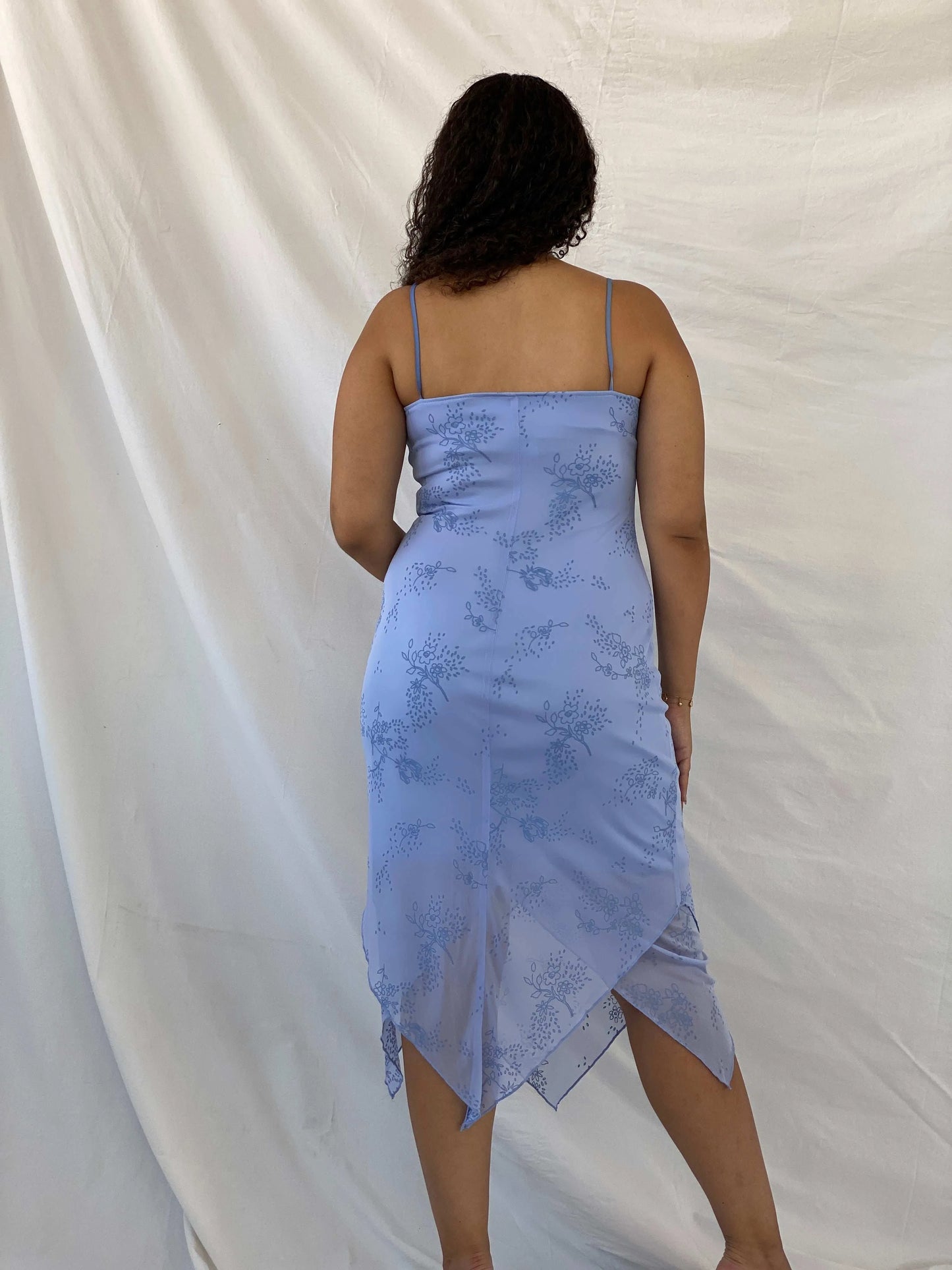 Vintage 2000s City Triangles Blue Sparkly Midi Dress With A Fairy Hem - L - Balagan Vintage Midi Dress 00s, 90s, 90s dress, Deals, Dina, midi dress, Wedding Guest