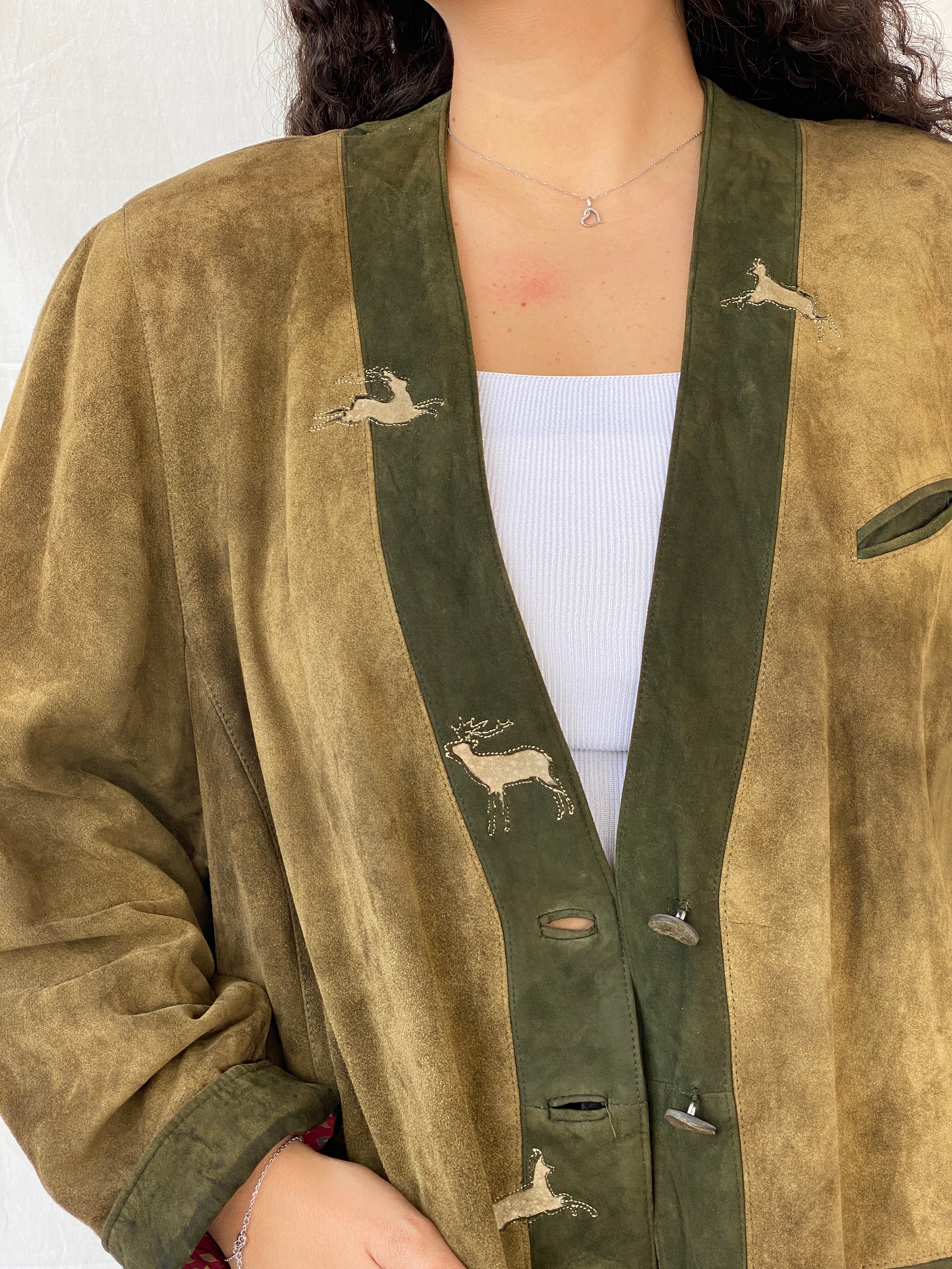 Vintage 70s Meindl Olive Green Suede Leather Jacket - L - Balagan Vintage Leather Jacket 00s, Dina, genuine leather jacket, leather jacket, vintage coat