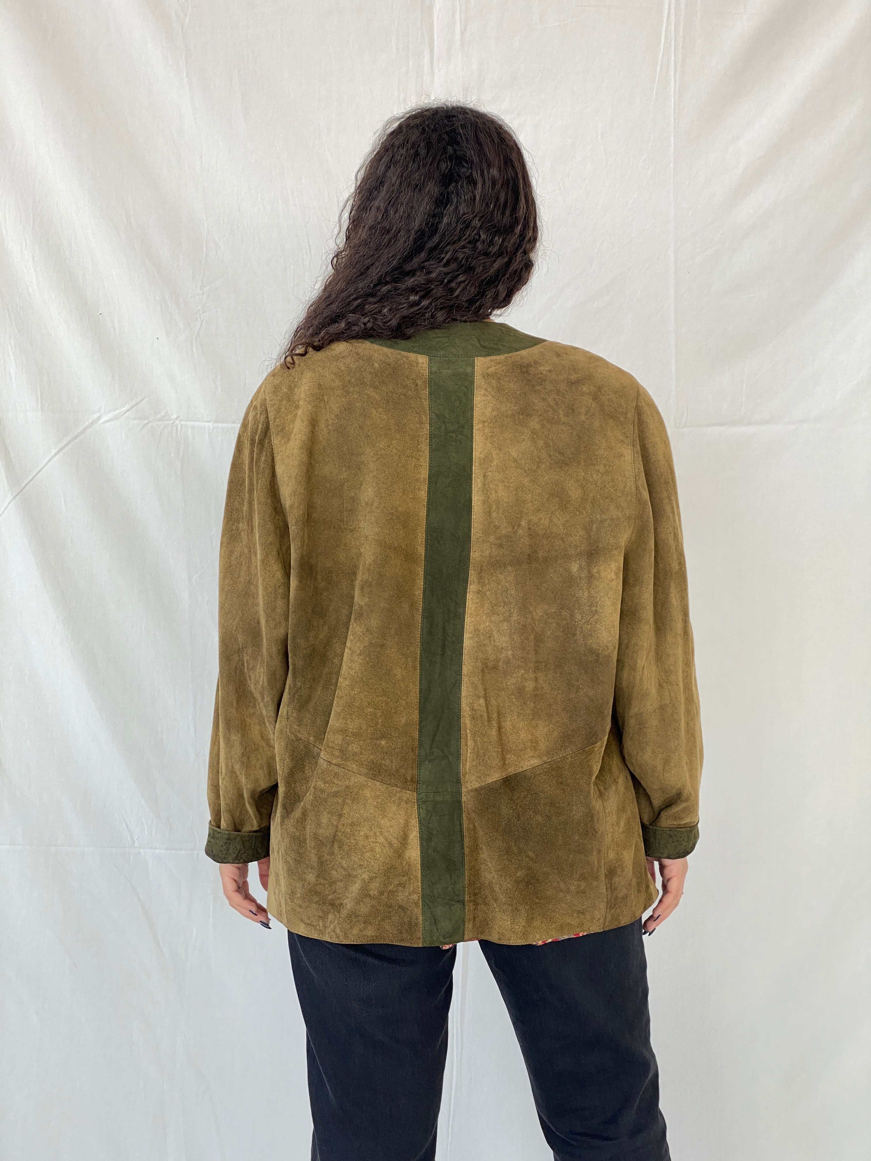 Vintage 70s Meindl Olive Green Suede Leather Jacket - L - Balagan Vintage Leather Jacket 00s, Dina, genuine leather jacket, leather jacket, vintage coat