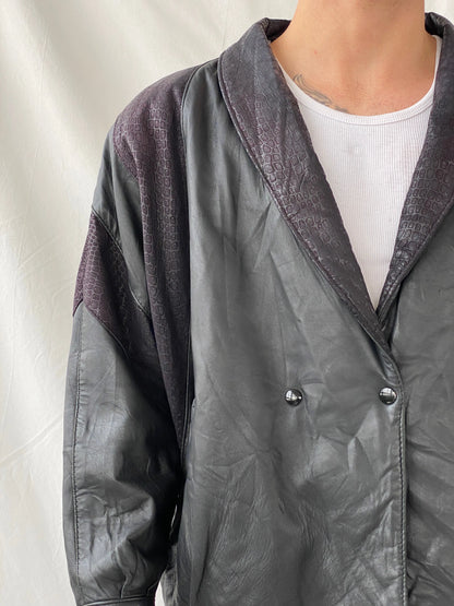 Vintage 70s Wm. Chris Genuine Leather Bomber Jacket With Snake Texture Details - M - Balagan Vintage Leather Jacket 90s, genuine leather, genuine leather jacket, Hamza, leather blazer, winter