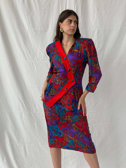 Vintage 80’s Stiles 2 Paisley Two Piece Set - S - Balagan Vintage Midi Dress 00s, 90s, dress, Mira