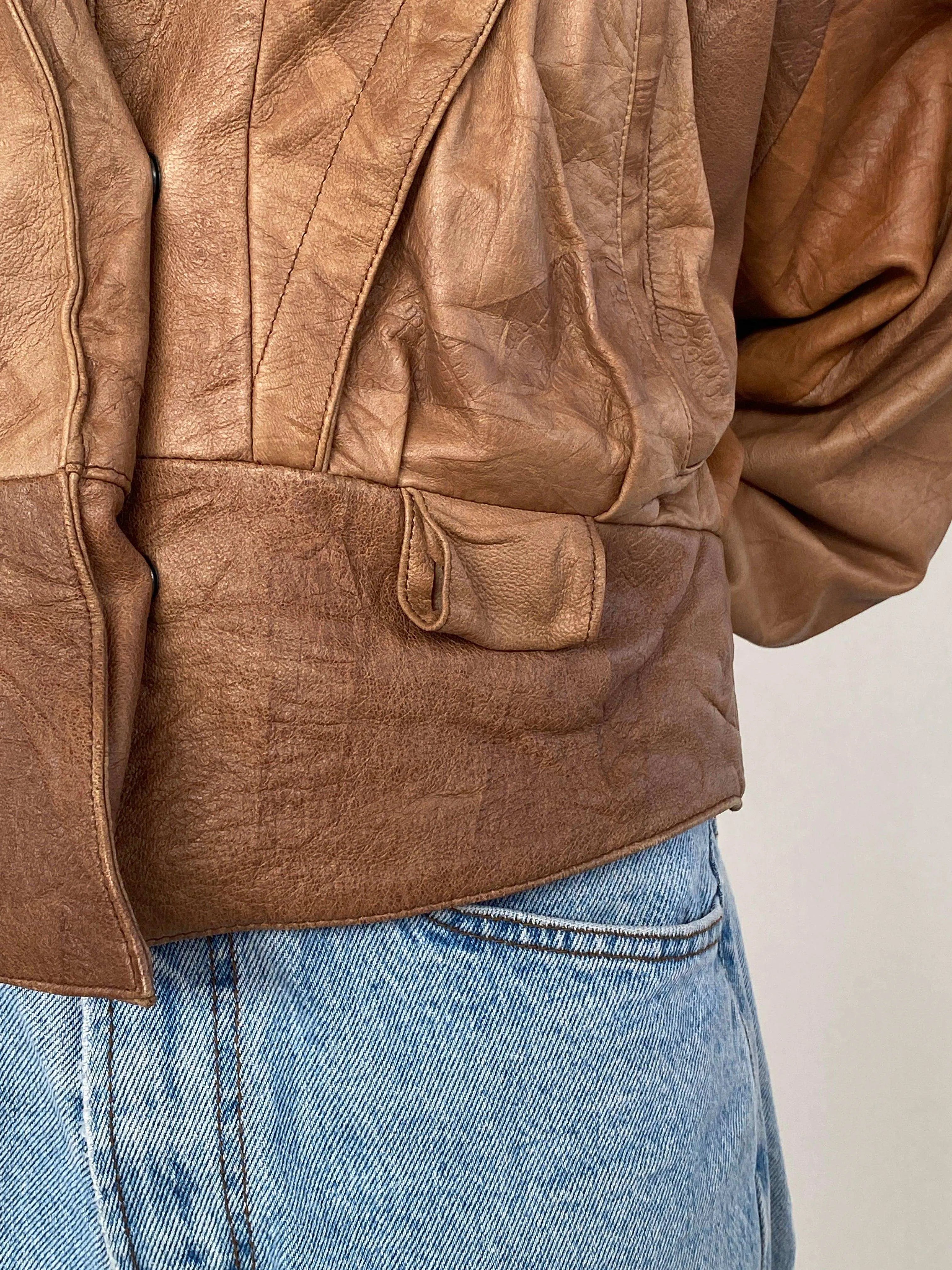Vintage 80s Creazioni By Vinsen Genuine Leather Brown Jacket