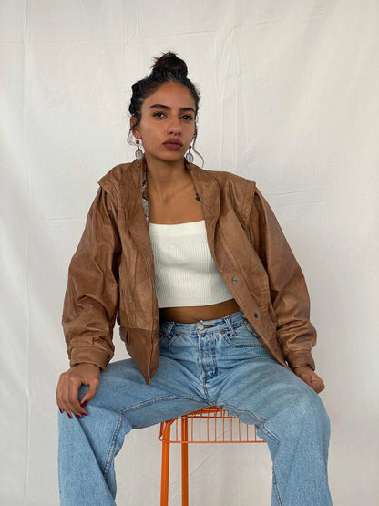 Vintage 80s Creazioni By Vinsen Genuine Leather Jacket - Balagan Vintage Leather Jacket 80s, 90s, Coats&Jackets, Deals, genuine leather, genuine leather jacket, Tojan
