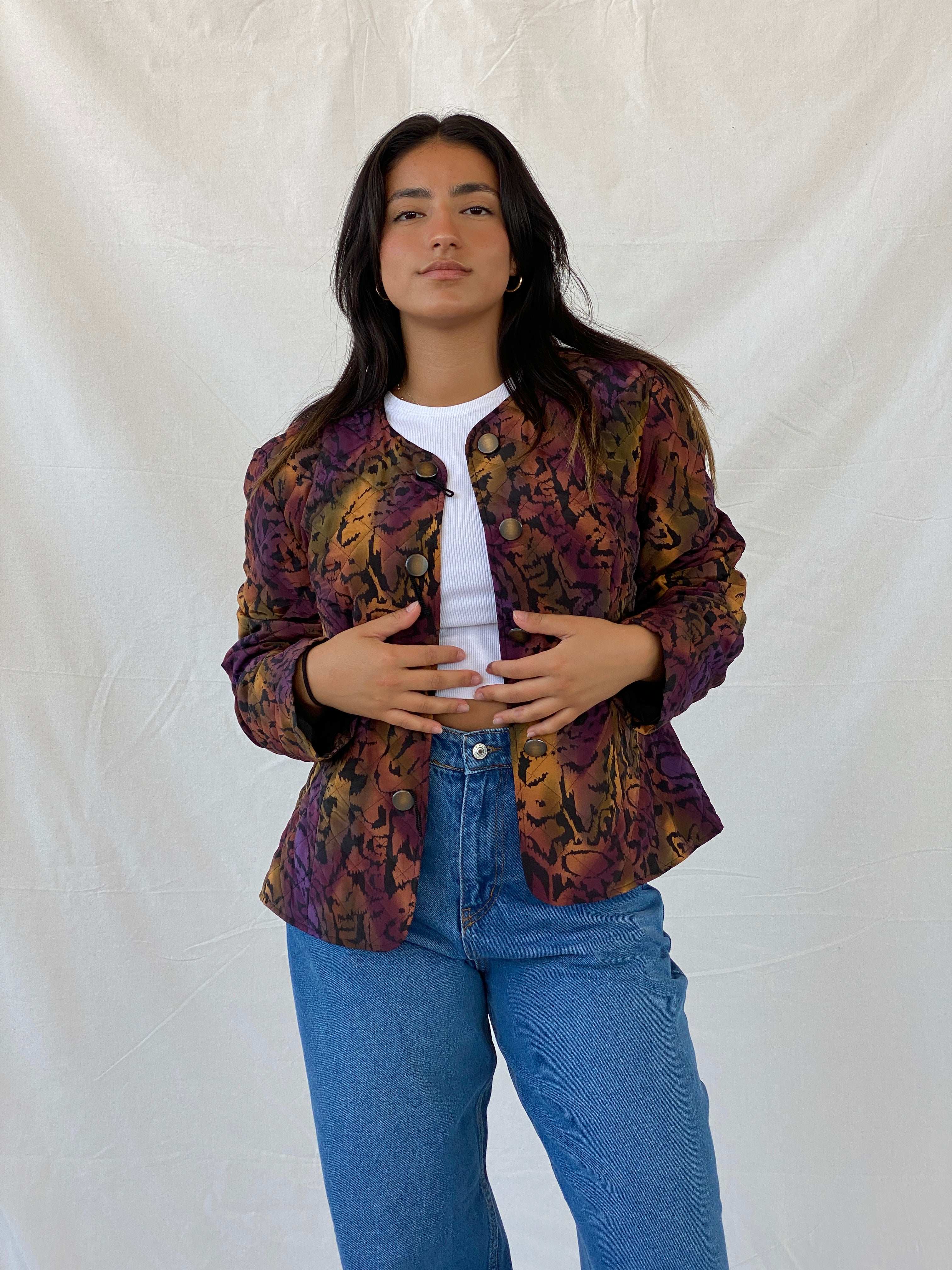 Vintage 80s Frankenwälder Purple Quilted Light Jacket - XL - Balagan Vintage Jacket 90s, jacket, Lana, puffer jacket, striped, vintage blazer