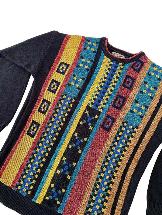 Vintage 80s Le Tigre Geometric Patterned Knit Sweater - Balagan Vintage Sweater 80s, 90s, knitted sweater, sweater, unisex