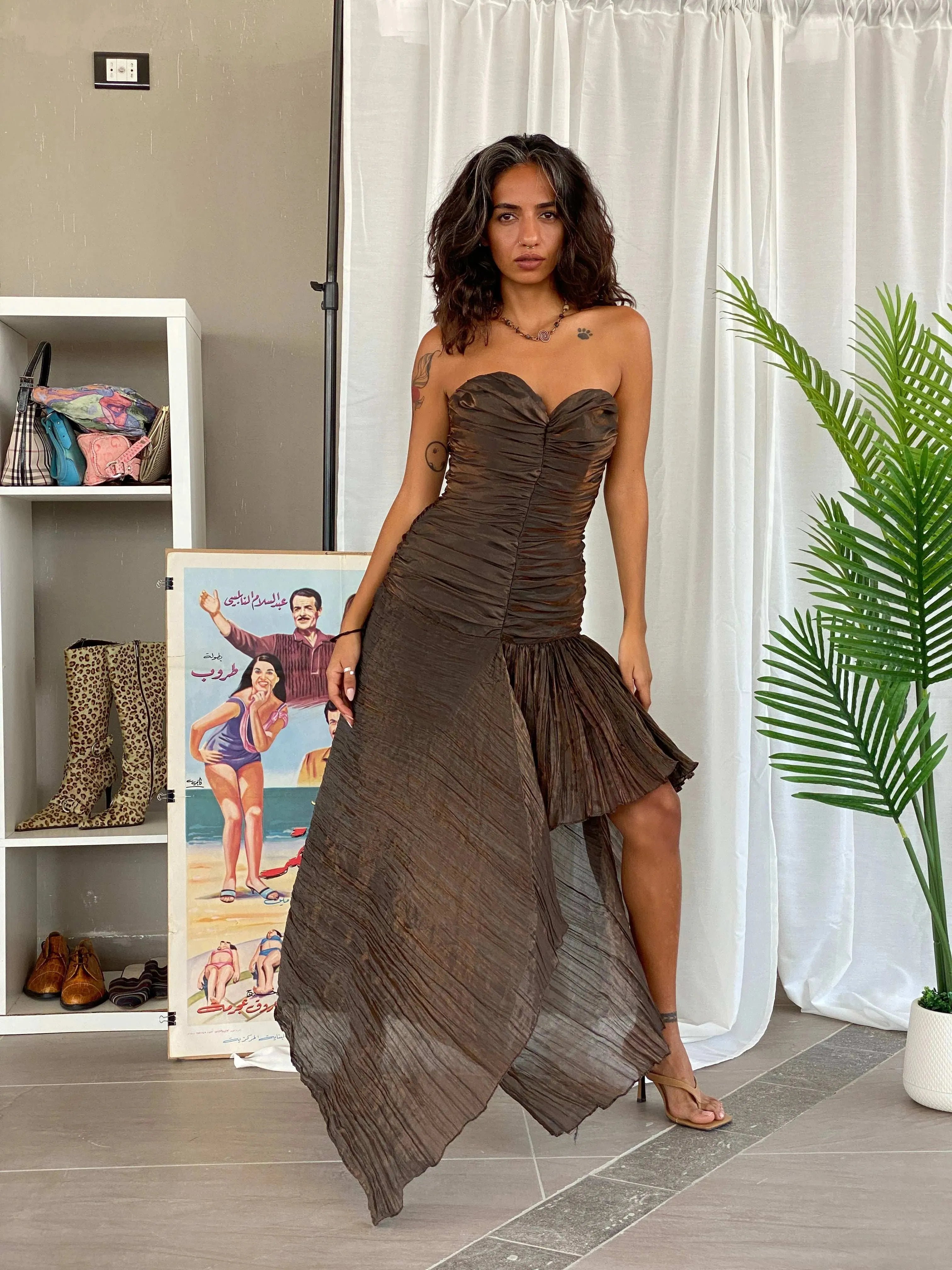 Vintage 80s Madiva Palais Royal Paris Metallic Brown Gown - S - Balagan Vintage Maxi Dress 00s, Deals, formal dress, formal gown, gown, maxi dress, Tojan, Wedding Guest, Y2K dress