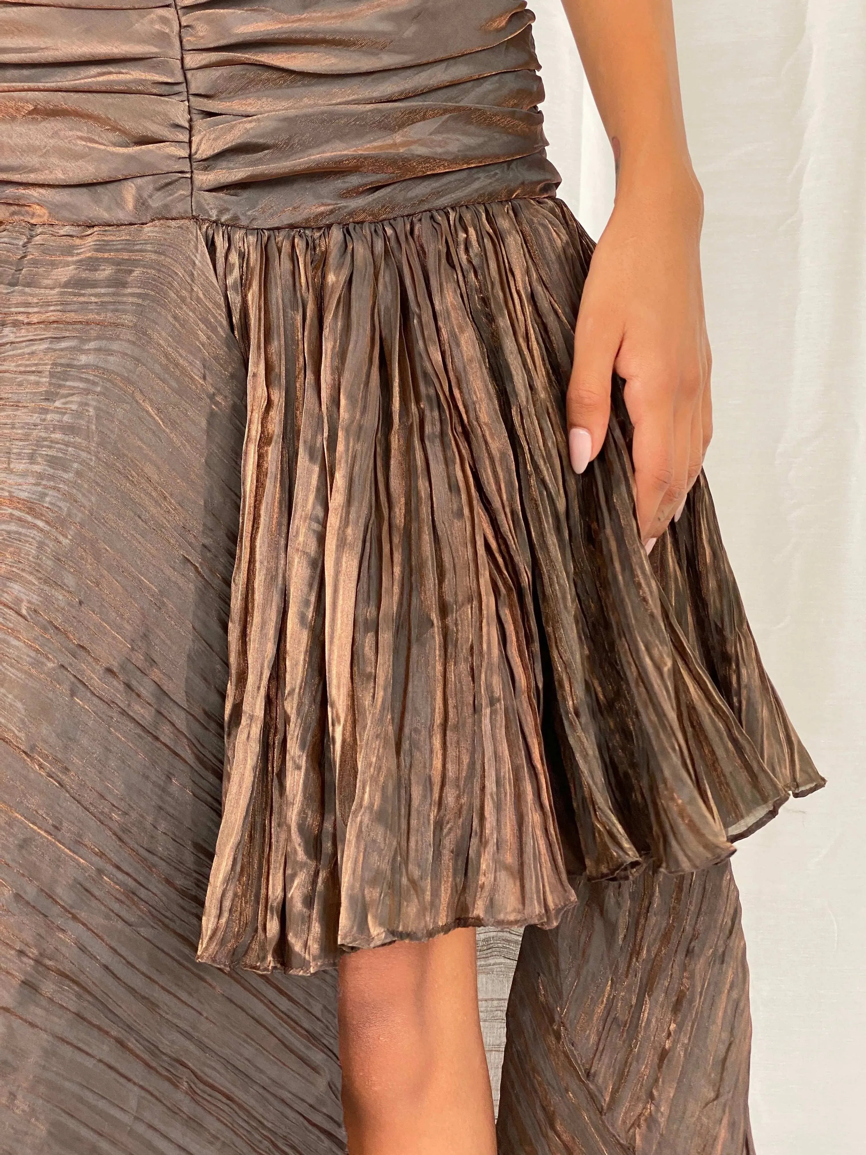 Vintage 80s Madiva Palais Royal Paris Metallic Brown Gown - S - Balagan Vintage Maxi Dress 00s, Deals, formal dress, formal gown, gown, maxi dress, Tojan, Wedding Guest, Y2K dress