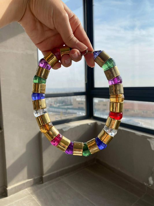 Vintage 80s Multi Colored Chocker Necklace - Balagan Vintage Necklace 80s, 90s