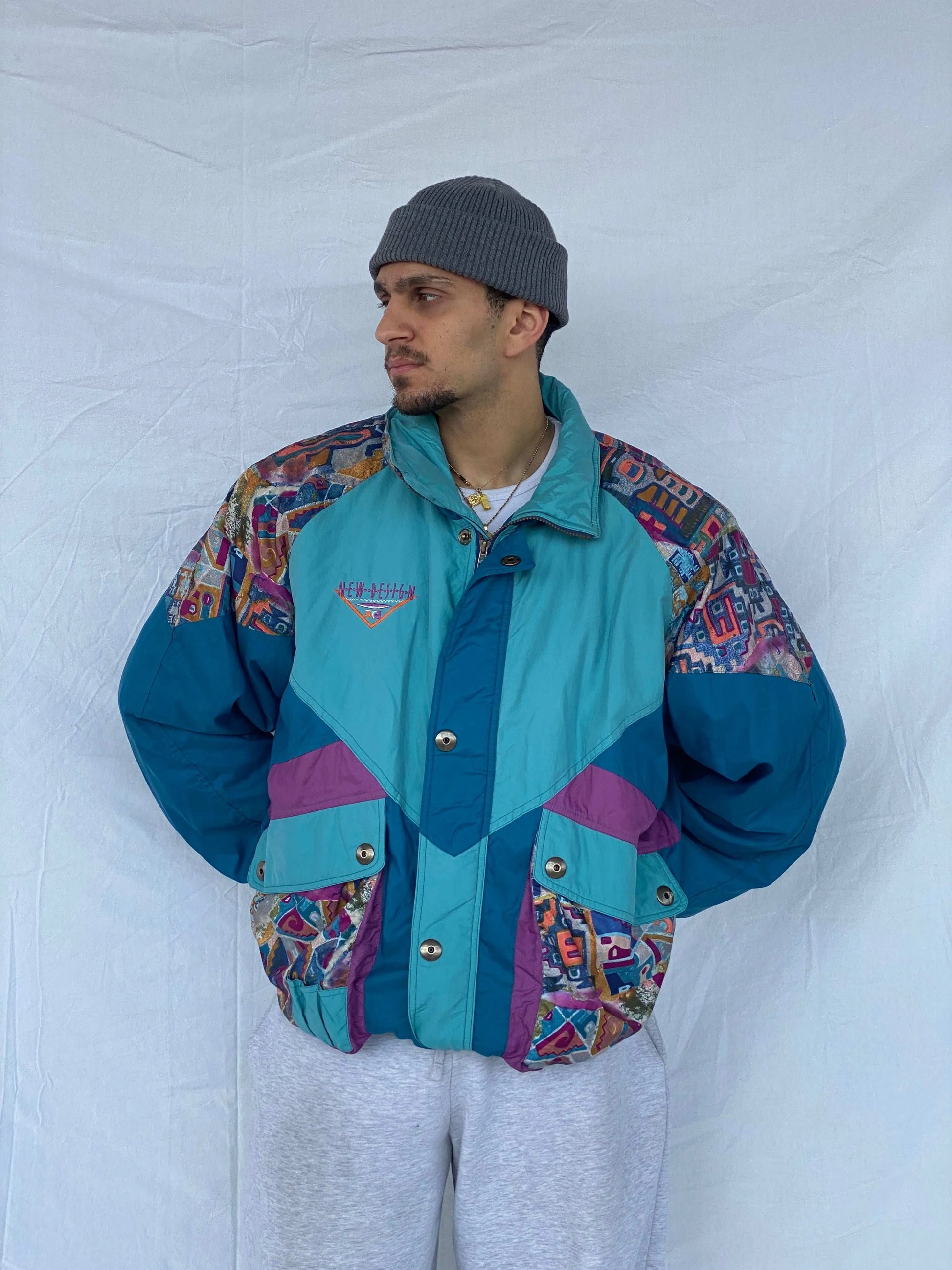 Vintage 80s Puffer Multicolored Windbreaker Jacket - Balagan Vintage Puffer Jacket 80s, 90s, Abdullah, puffer jacket
