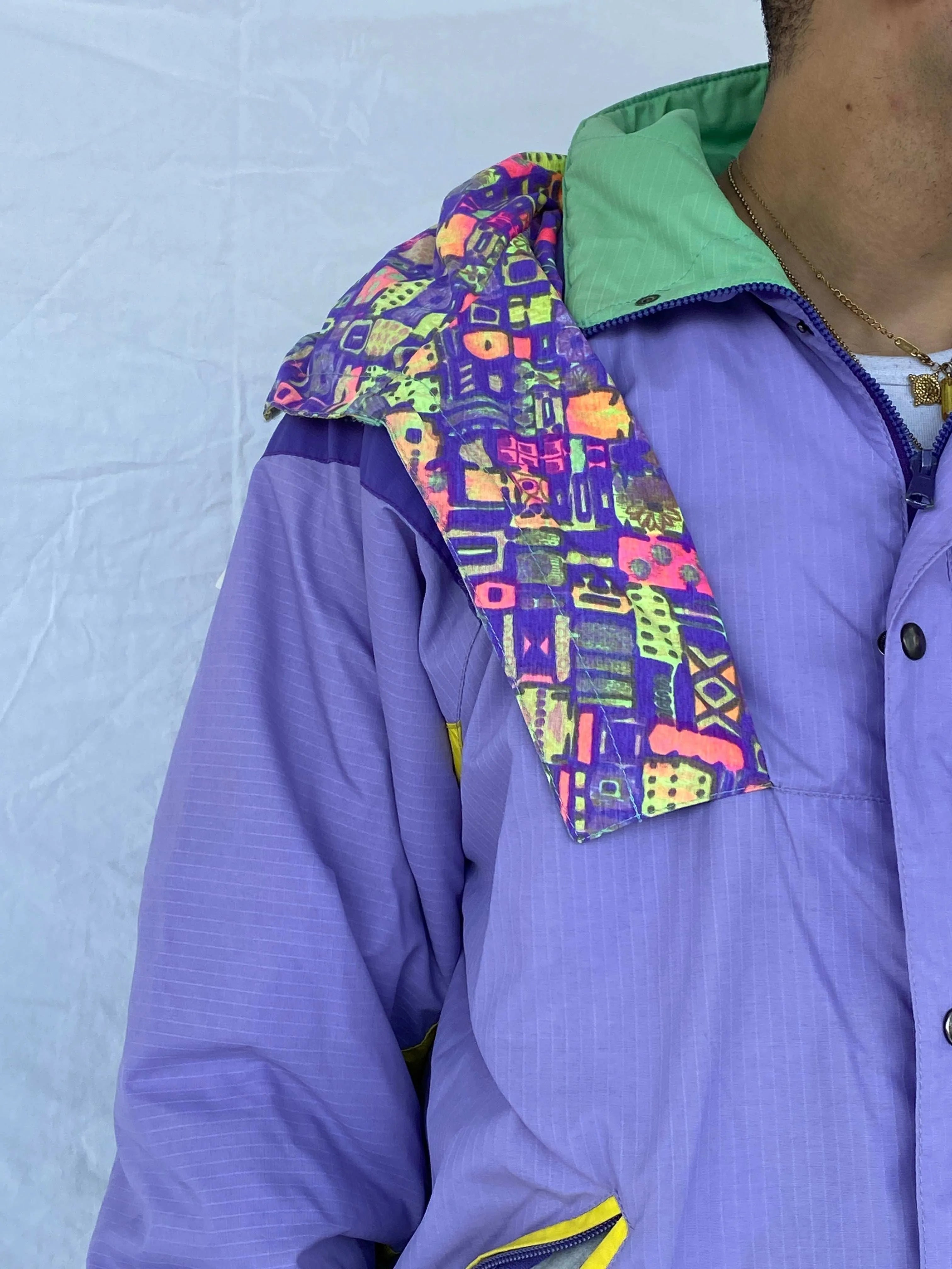 Vintage 80s STYLFRANCE Lavender Puffer Ski Jacket - Size L - Balagan Vintage Ski Jacket 80s, Abdullah, heavy jacket, puffer jacket, ski jacket, vintage jacket