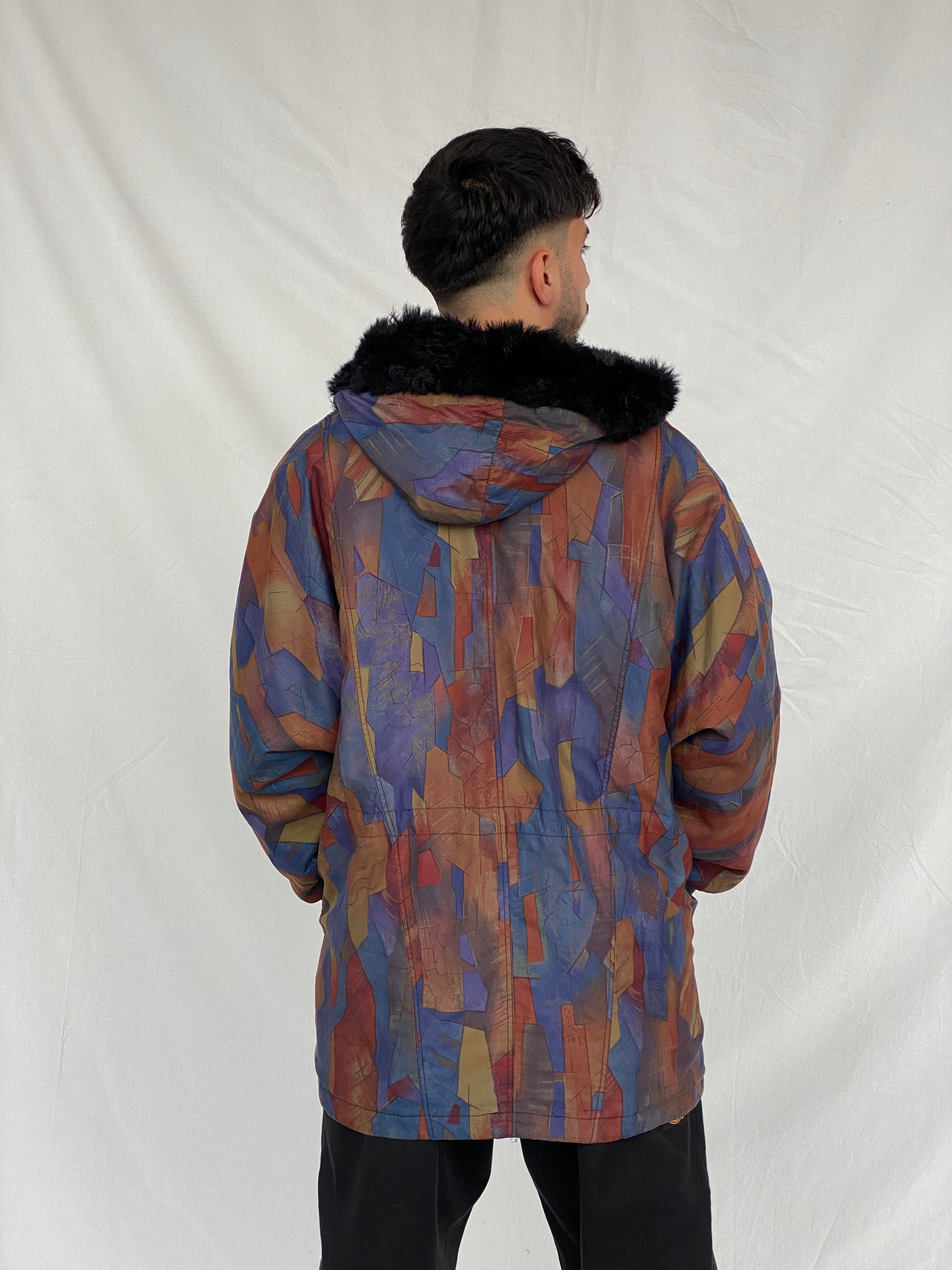 Vintage 80s Vive Le Vent Abstract Geometric Coat - L - Balagan Vintage Coat coat, Hamza, NEW IN, vintage coat, windbreaker, winter