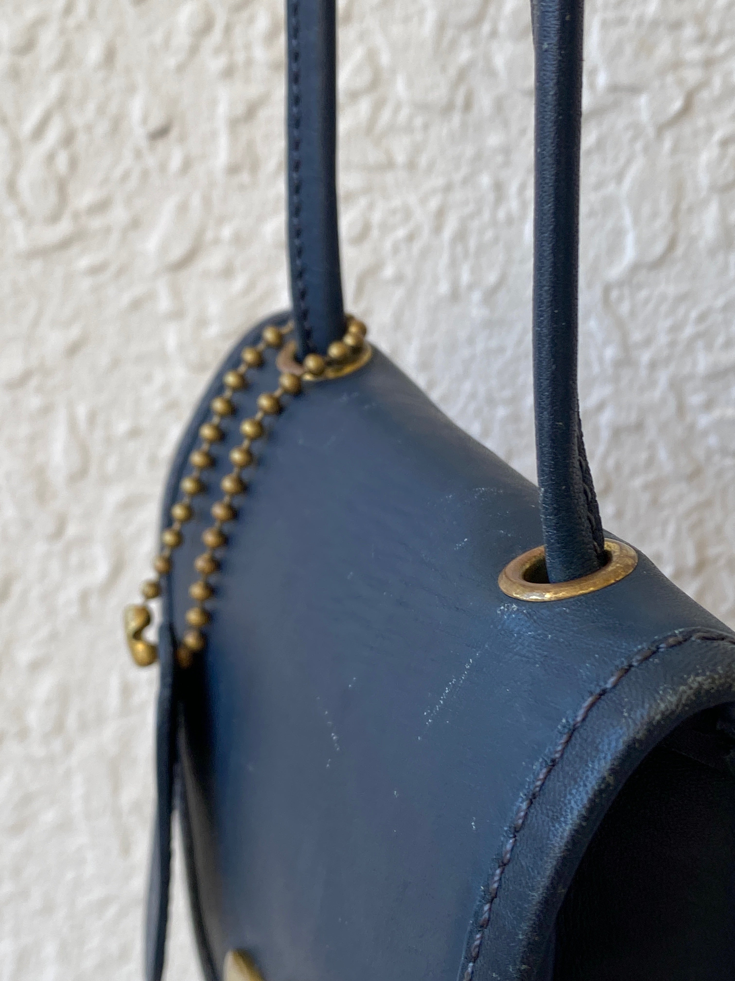 Vintage 80s WAKO Leather Work Dark Navy Mini Crossbody Bag With Extra Long Straps - Balagan Vintage Shoulder Bag bag, mini handbag, NEW IN, Y2K