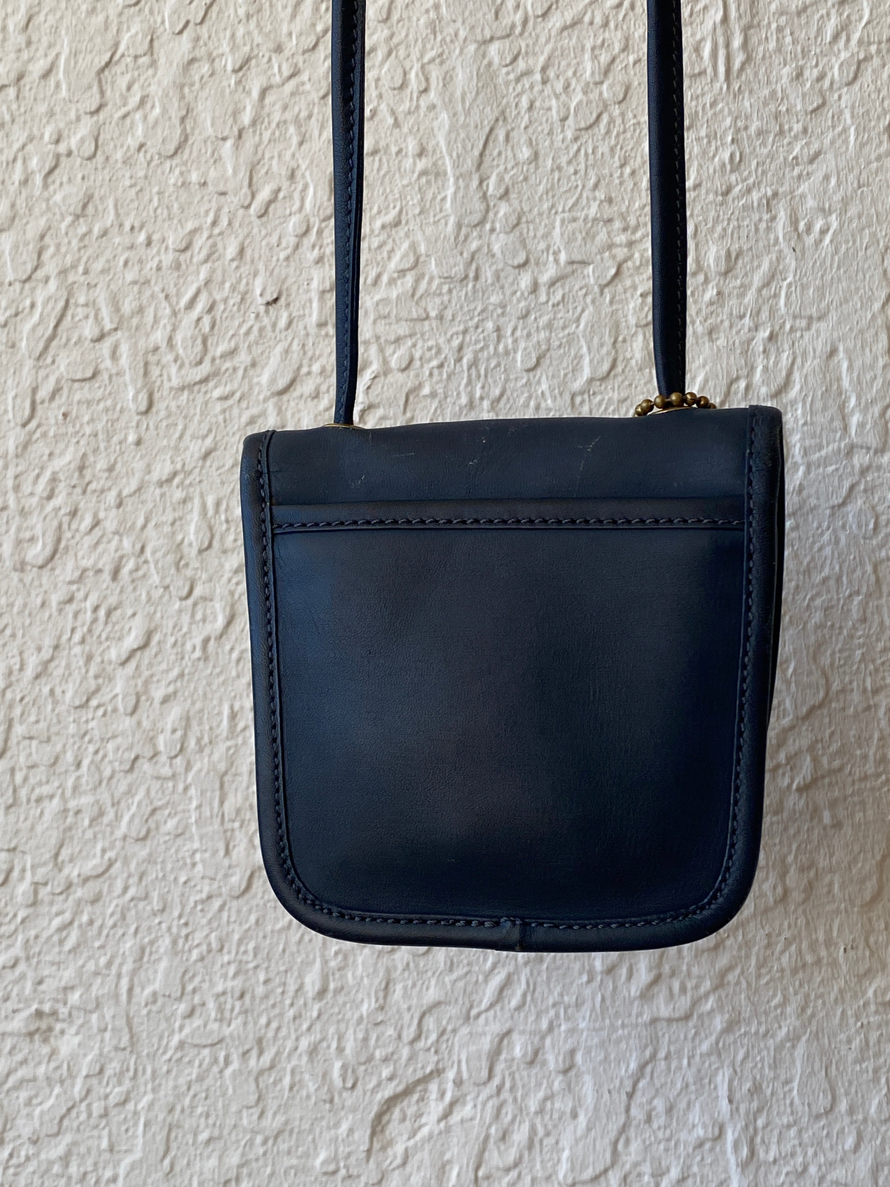 Vintage 80s WAKO Leather Work Dark Navy Mini Crossbody Bag With Extra Long Straps - Balagan Vintage Shoulder Bag bag, mini handbag, NEW IN, Y2K