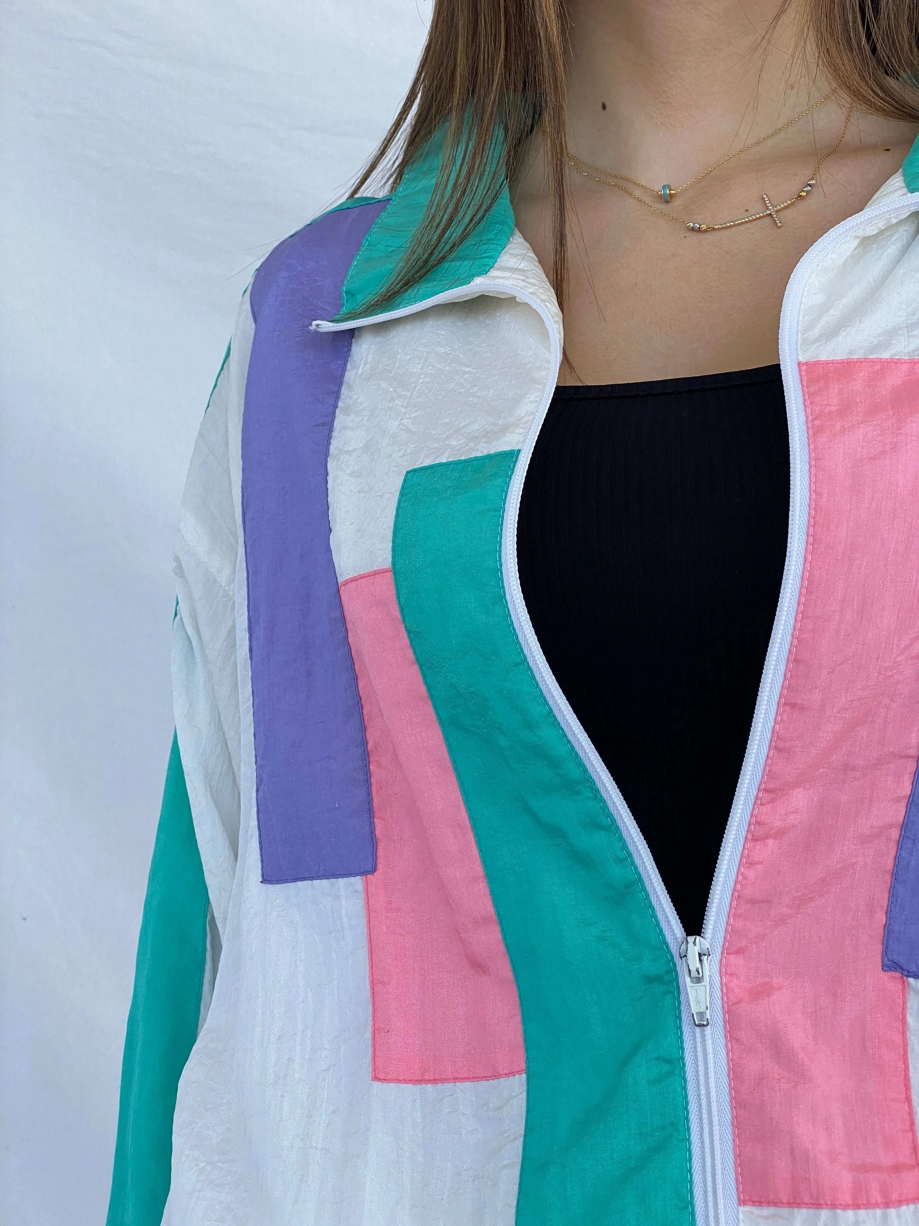 Vintage 80s/90s BOLD SPIRIT Pastel Windbreaker Jacket Size XL - Balagan Vintage Windbreaker Jacket 80s, 90s, Juana, vintage windbreaker, windbreaker, windbreaker jacket