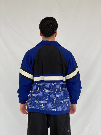 Vintage 80s/90s Formicula Black & Navy Windbreaker Track Jacket - L - Balagan Vintage Windbreaker Jacket consignment, Hamza, Tasnim, vintage windbreaker, windbreaker, windbreaker jacket, winter
